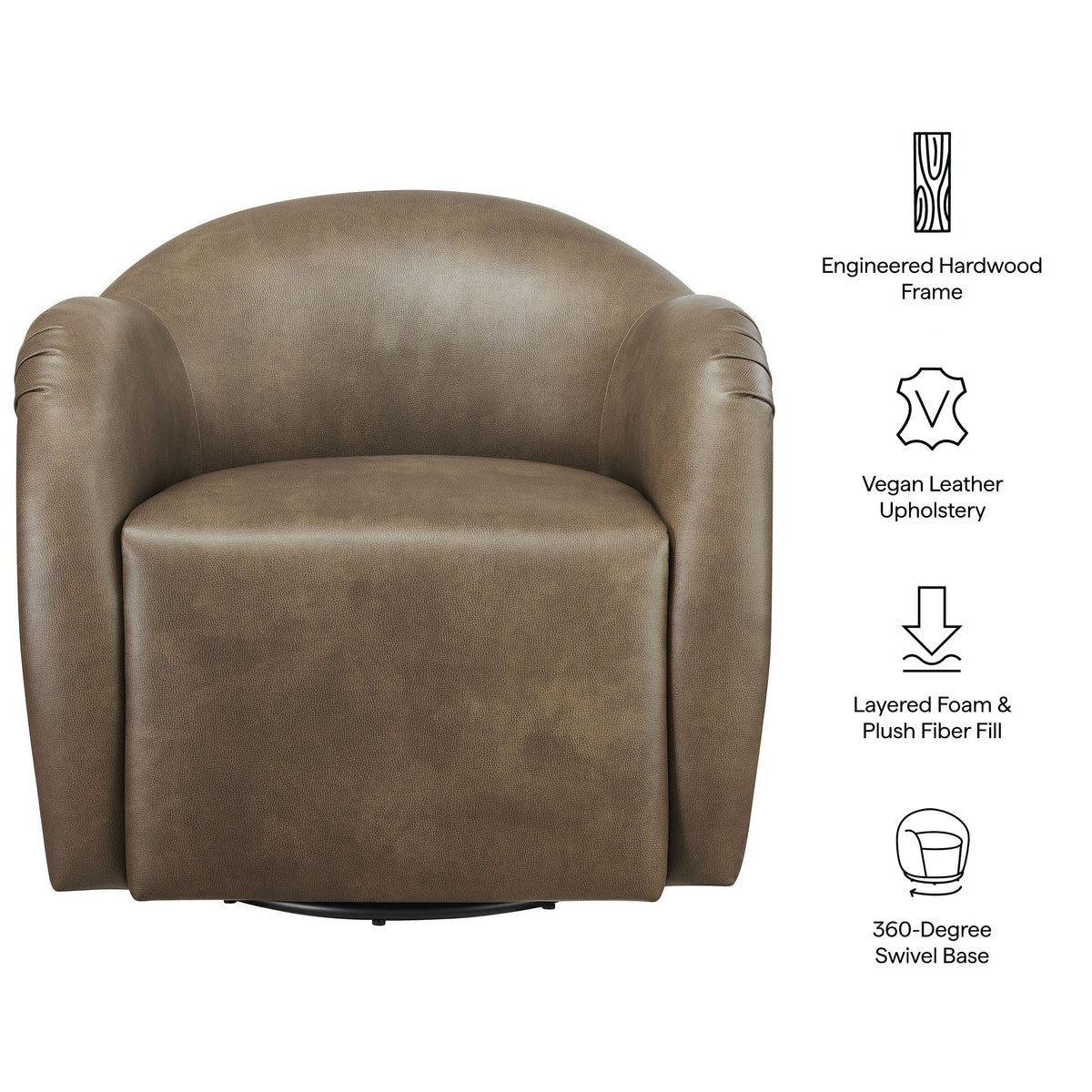 Compose Barrel Vegan Leather Swivel Armchair