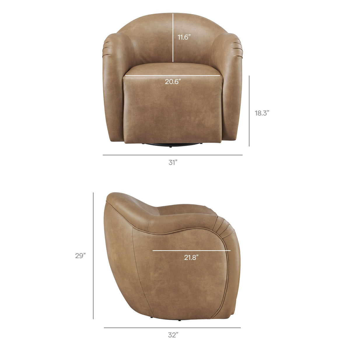 Compose Barrel Vegan Leather Swivel Armchair