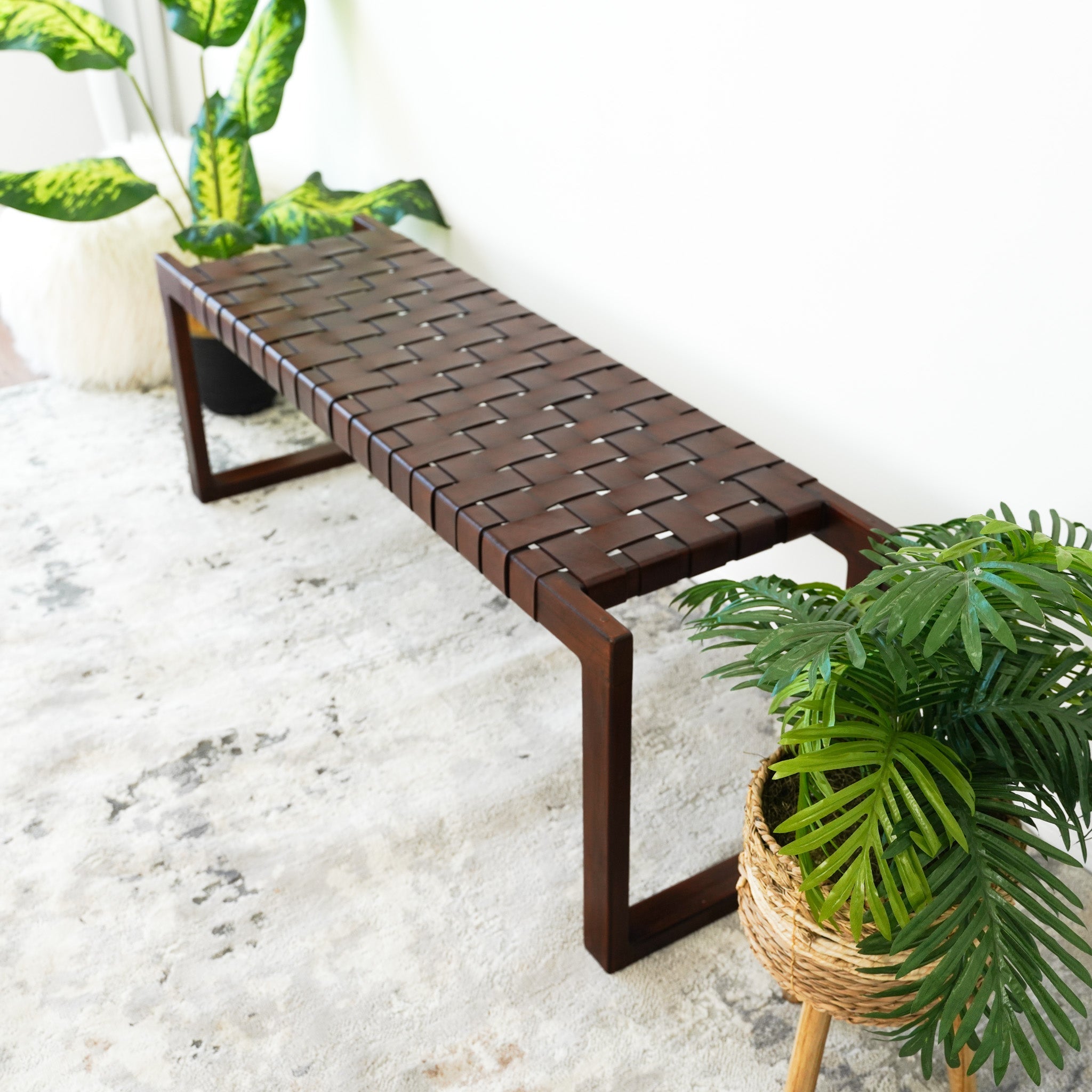 Elgin Strap Leather Bench