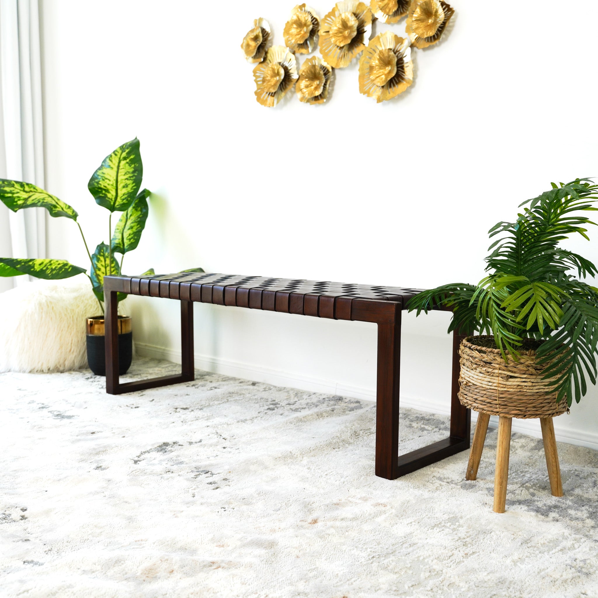 Elgin Strap Leather Bench