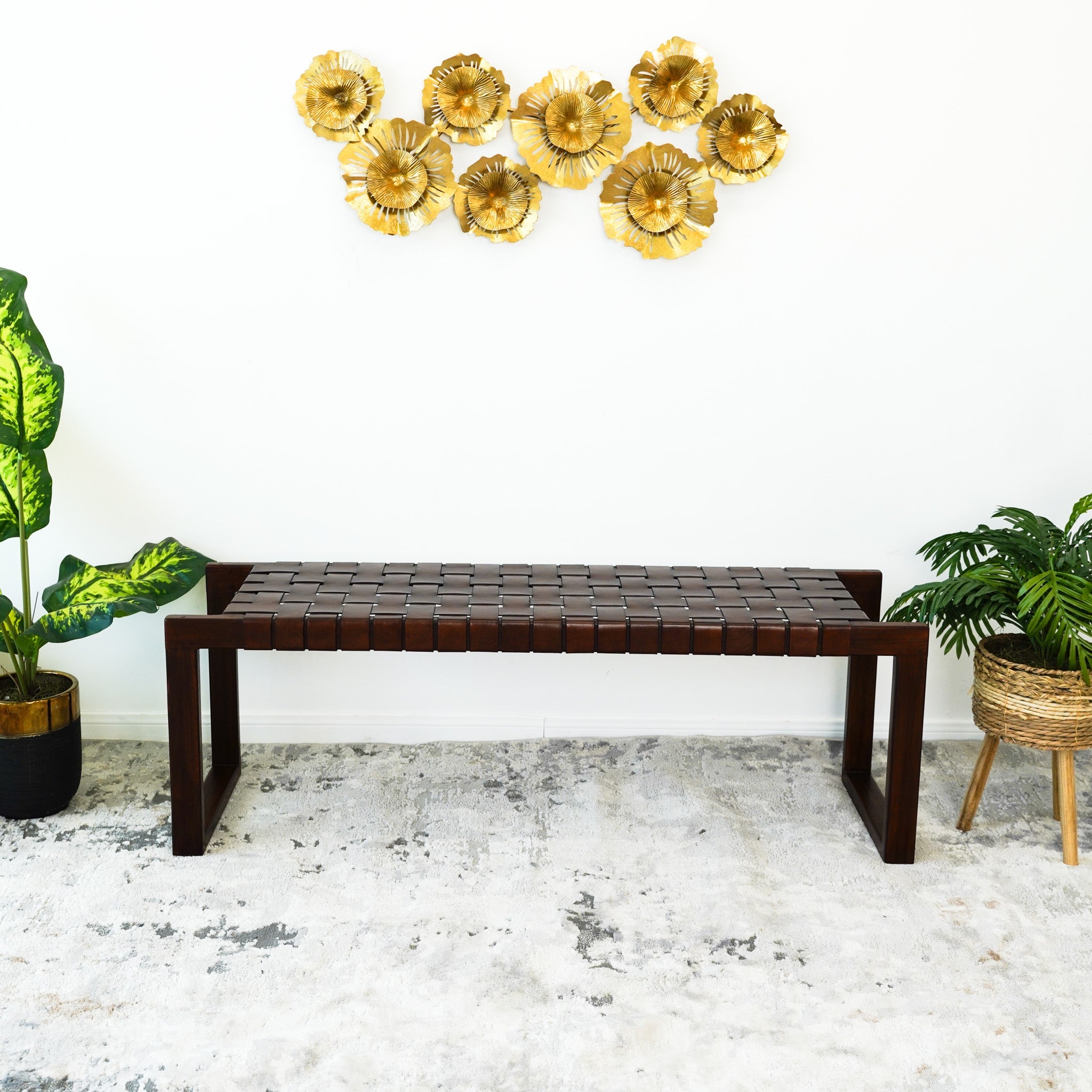 Elgin Strap Leather Bench