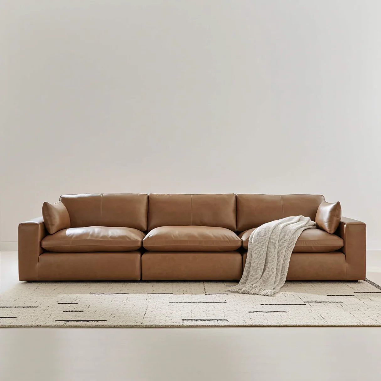 Emilia Caramel Leather 3-Piece Sofa
