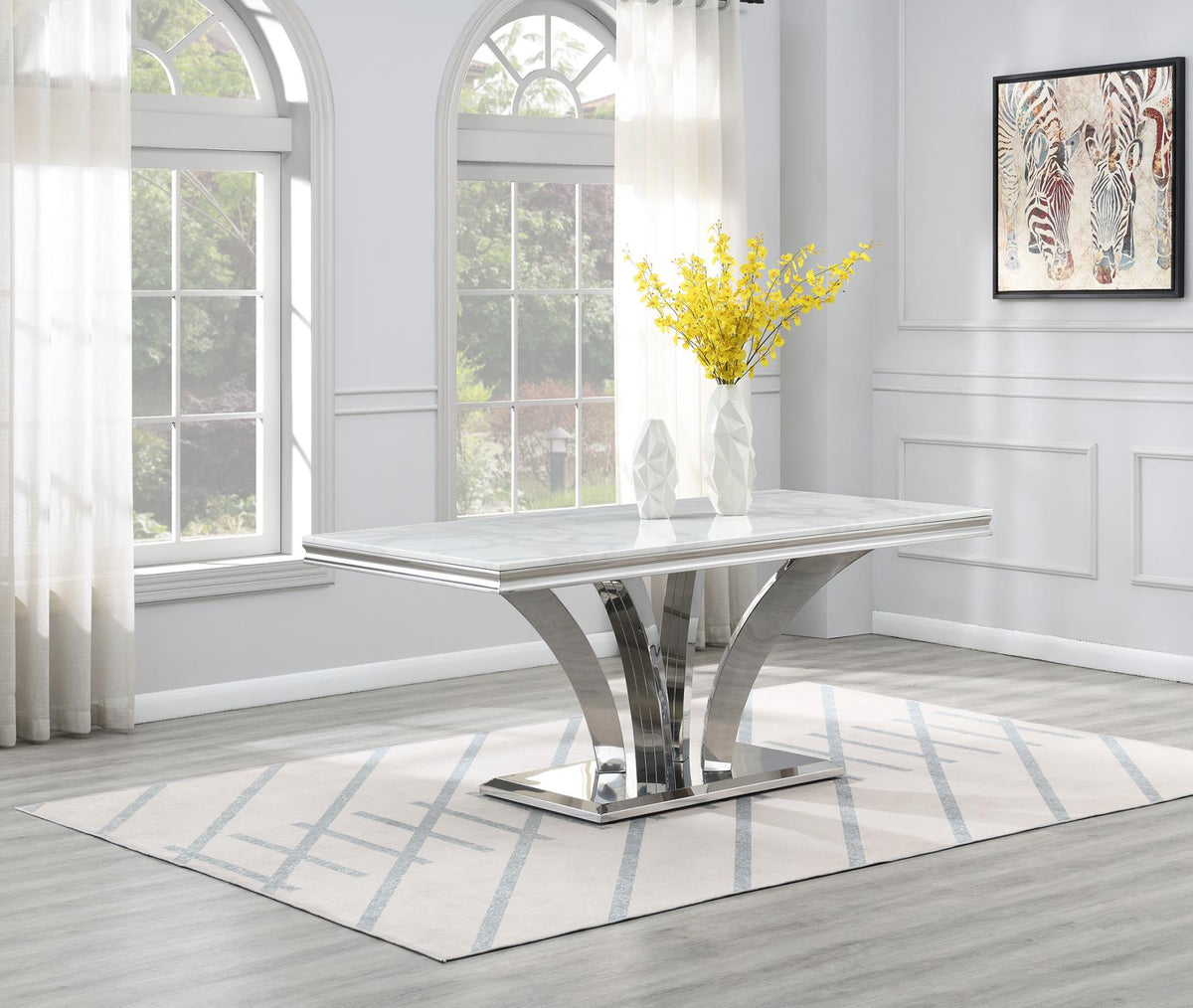Marble Table Tops & Stainless Steel Bases (Sold Separately)