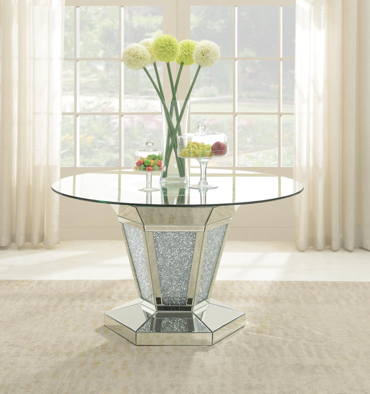 Glamour Dining Table with Leather or Velvet Chairs