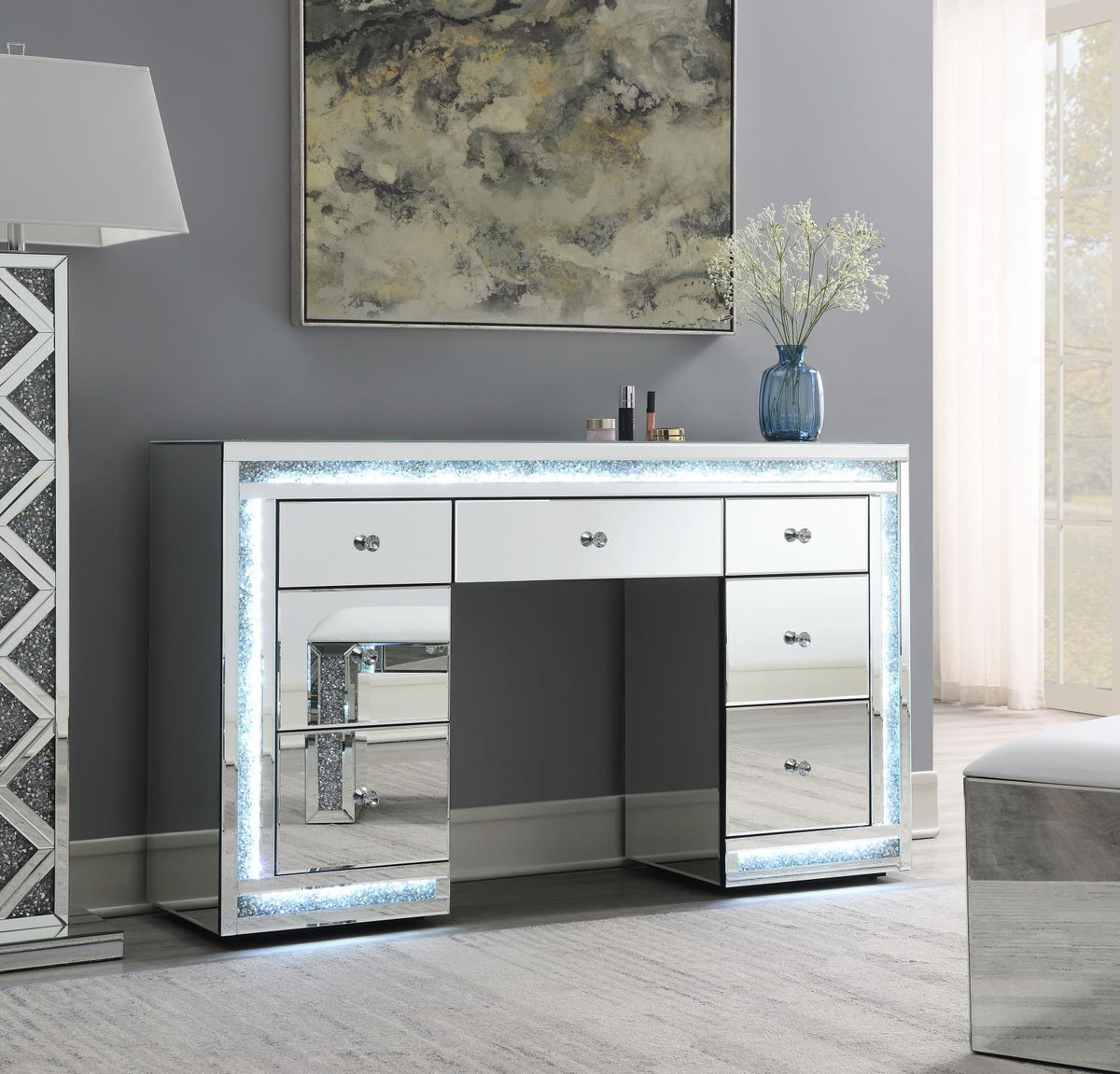 Glamour Vanity & Stool with Mirror Upgrade