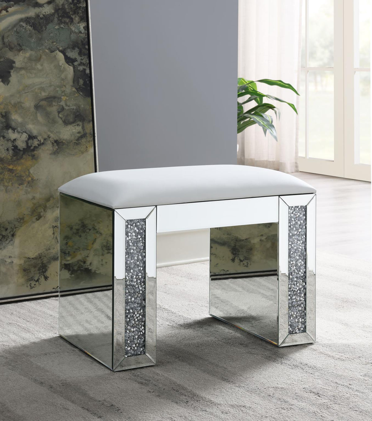 Glamour Vanity & Stool with Mirror Upgrade