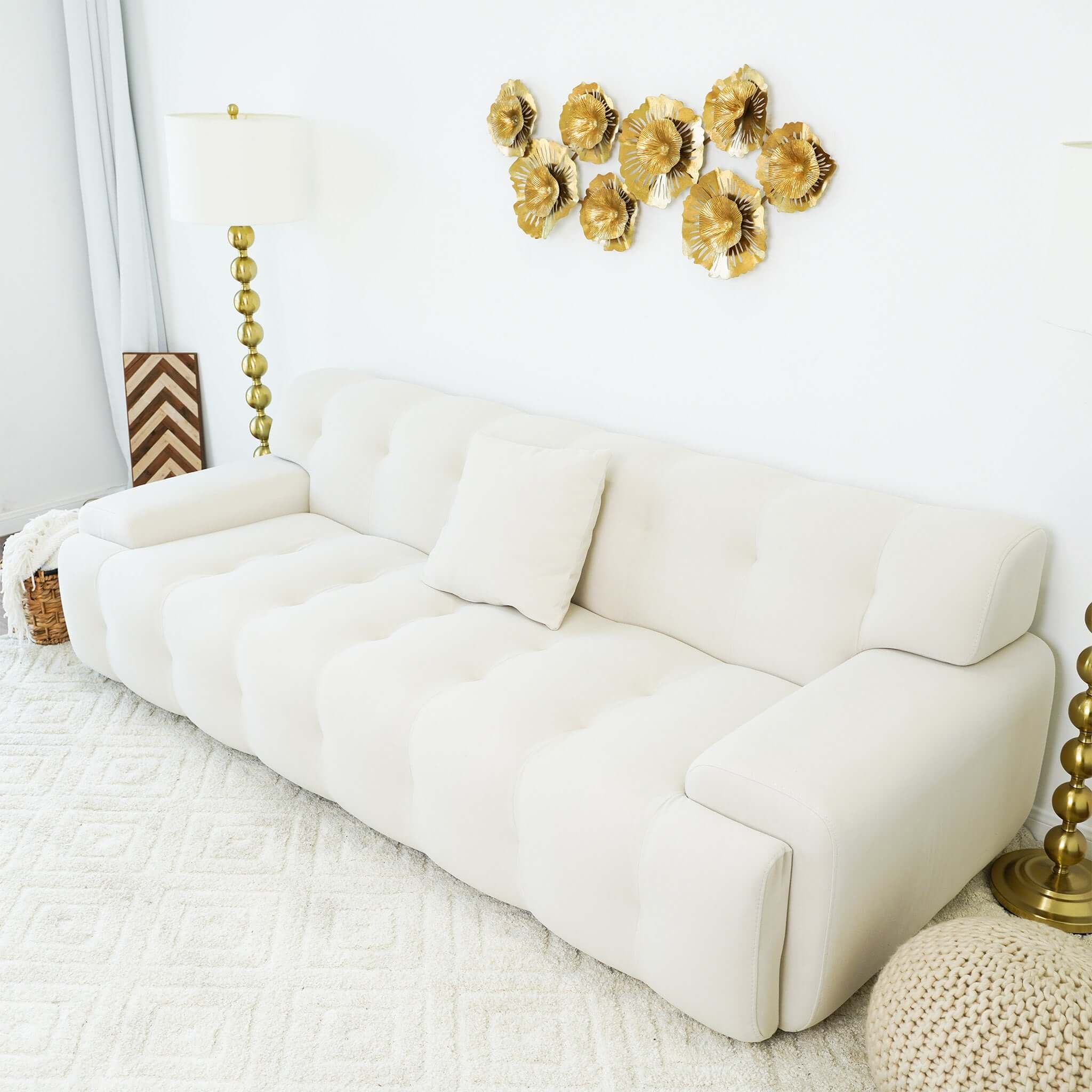 Gather Cream Velvet Sofa