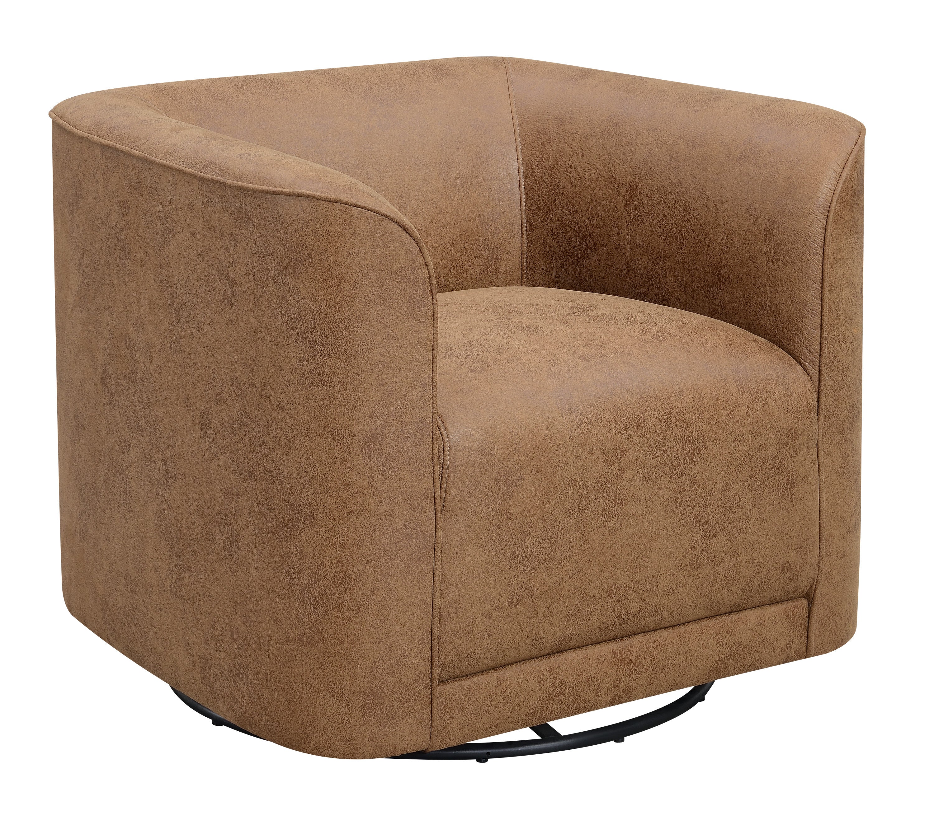 Gemma Brown Vegan Leather Swivel Accent Chair