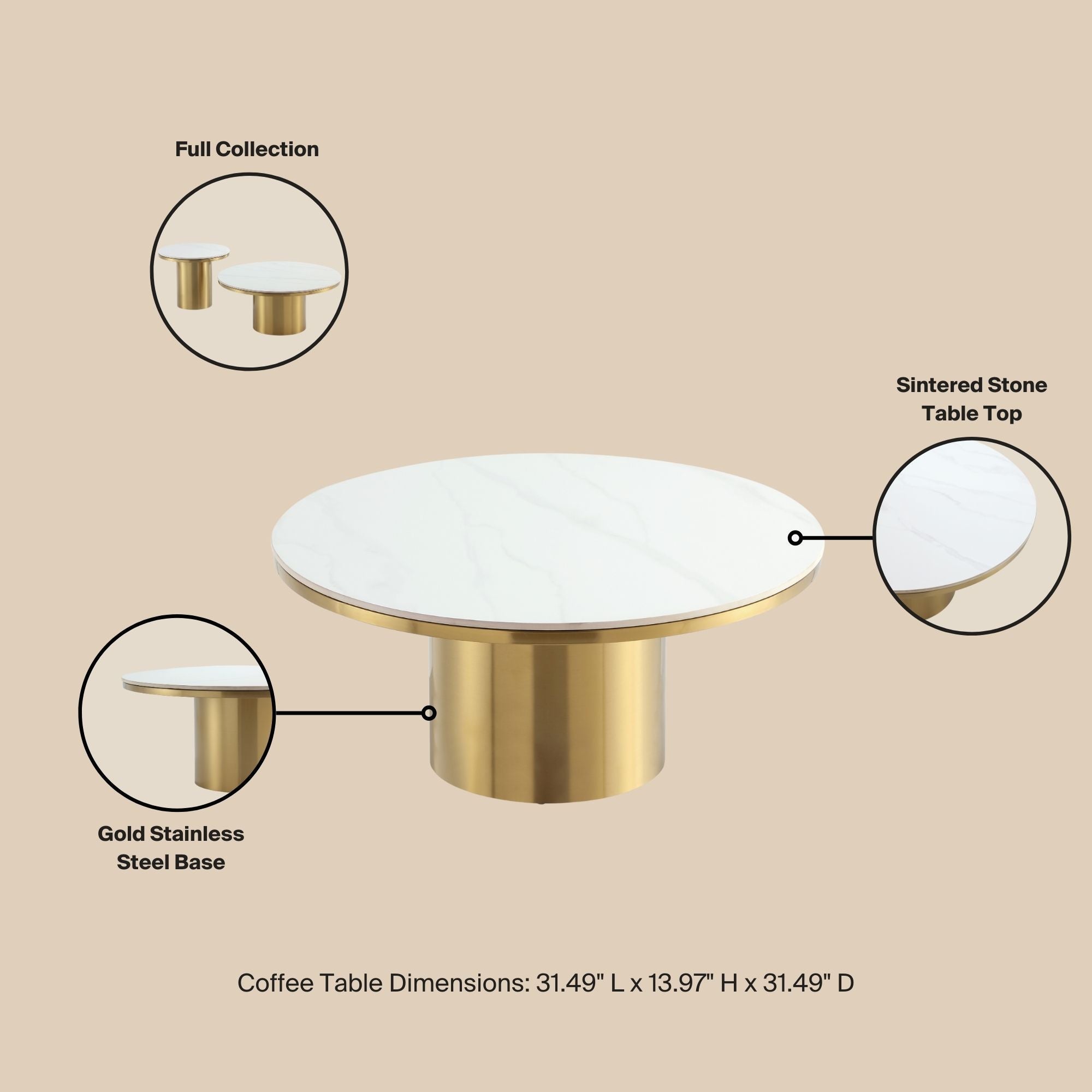 Glenn Gold Coffe Table