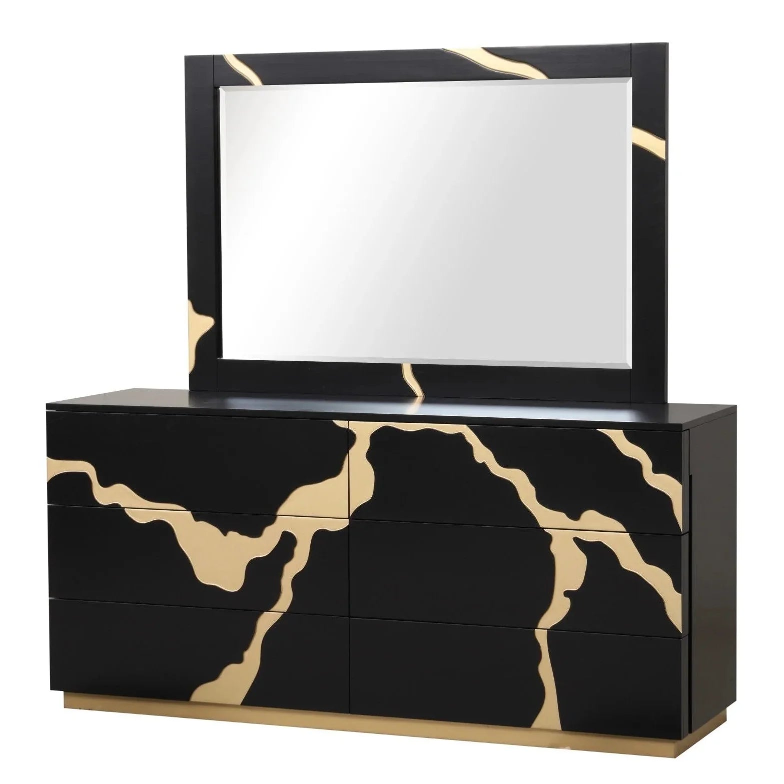 Goldsberg Contemporary Black and Gold Engineered Wood Dresser by Furniture of America