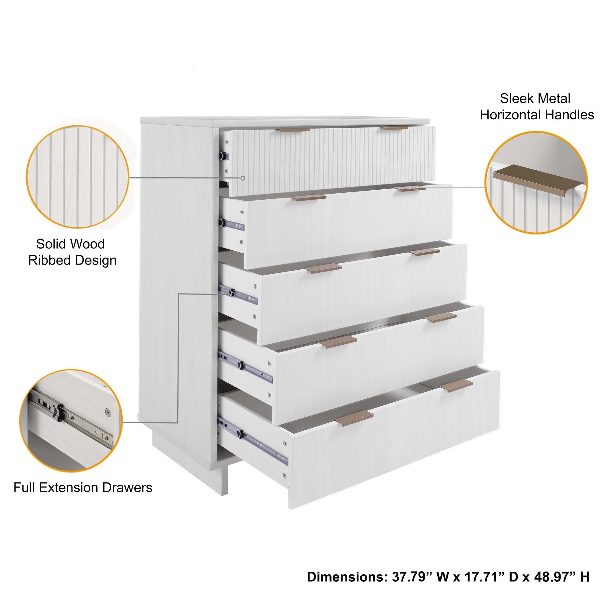 Granville 45" Modern White Tall Dresser
