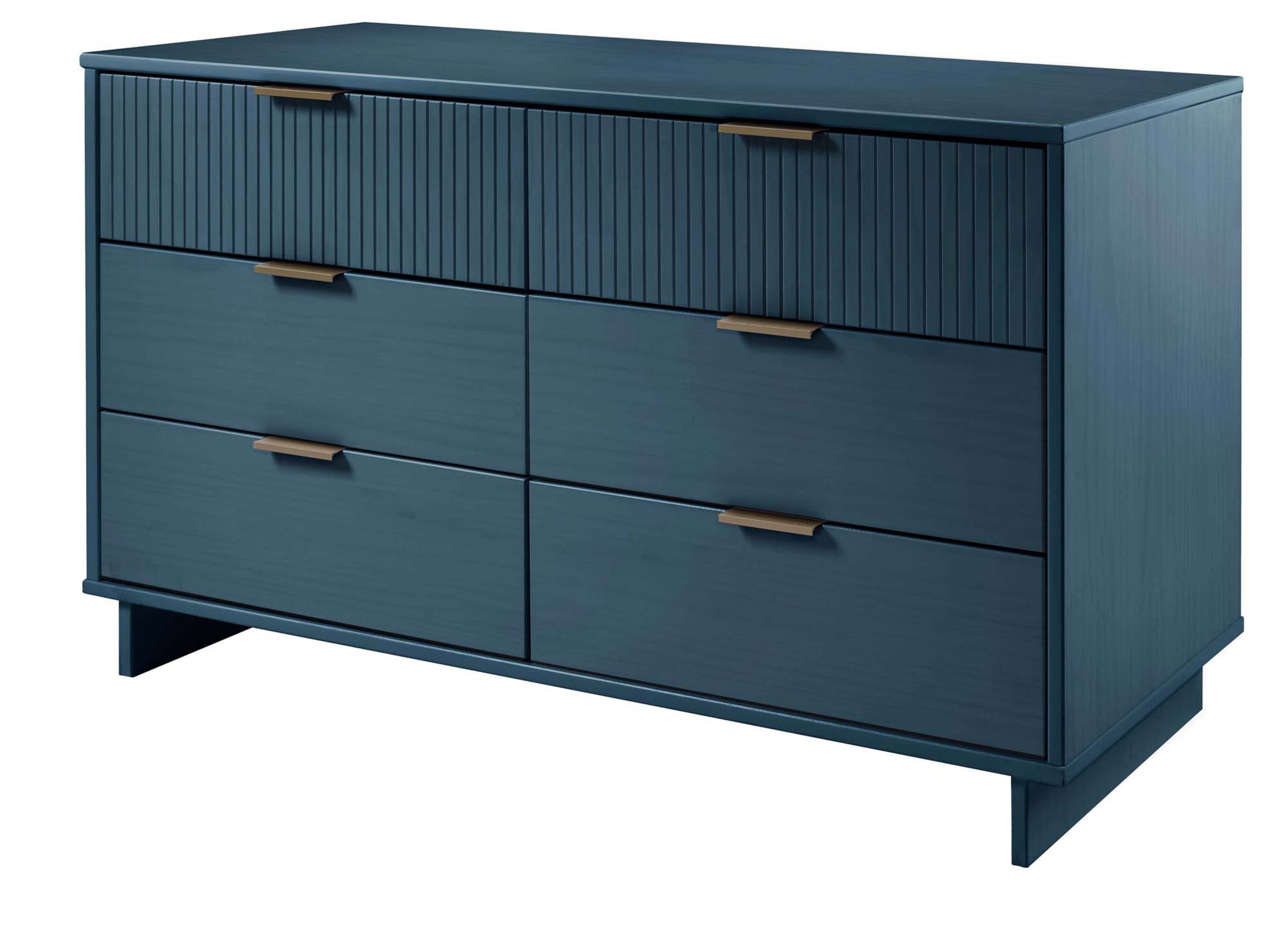 Granville 55" Modern Midnight Blue Double Wide 6 Drawer Dresser