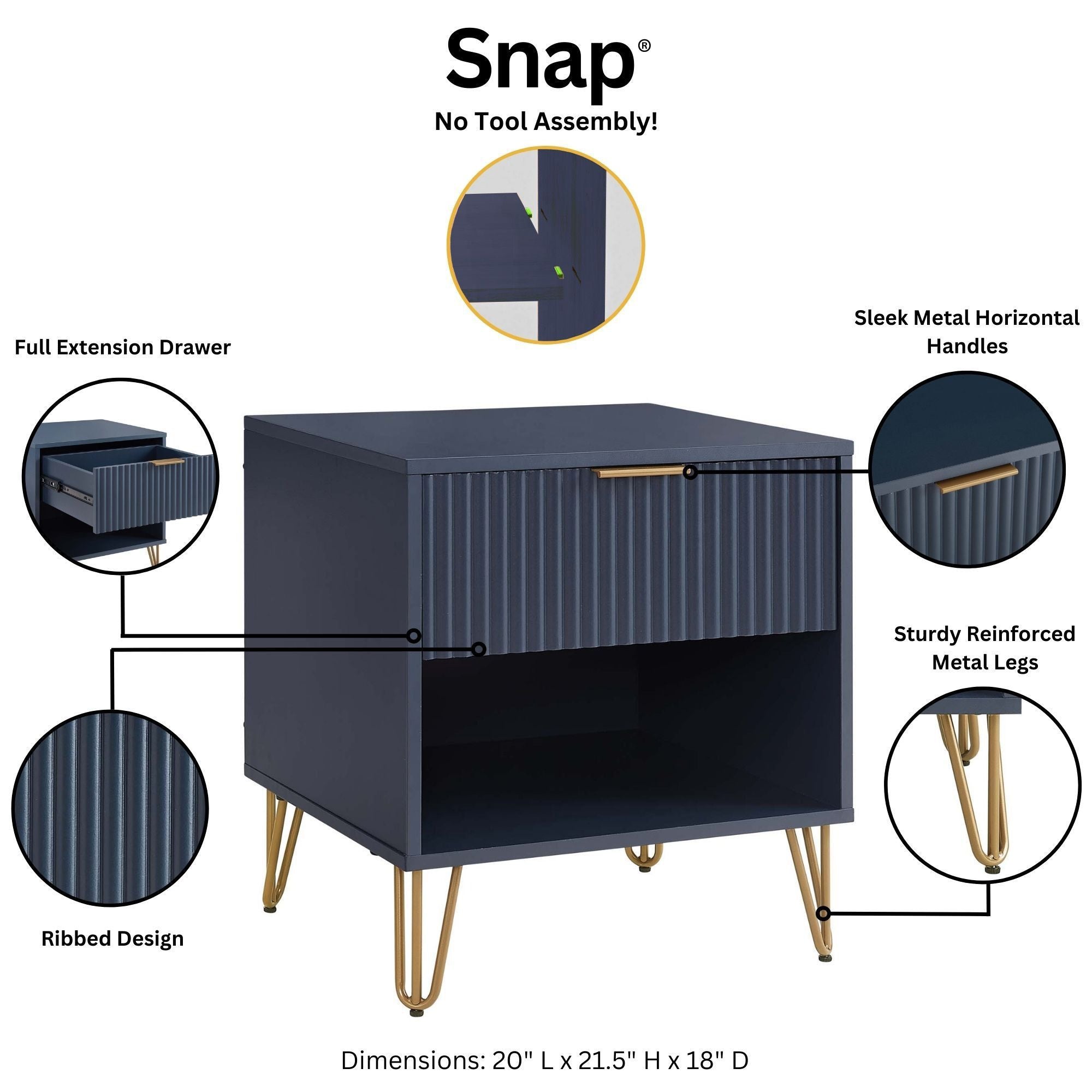 Granville Midnight Blue Nightstand 1.0