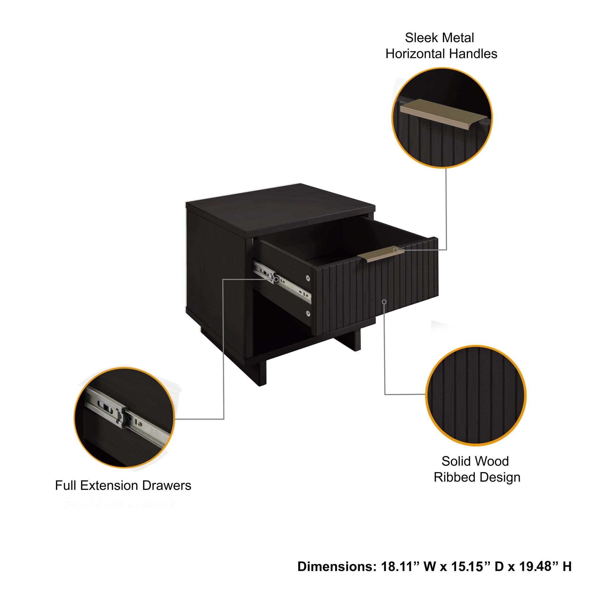 Granville 1.0 Modern Black Nightstand