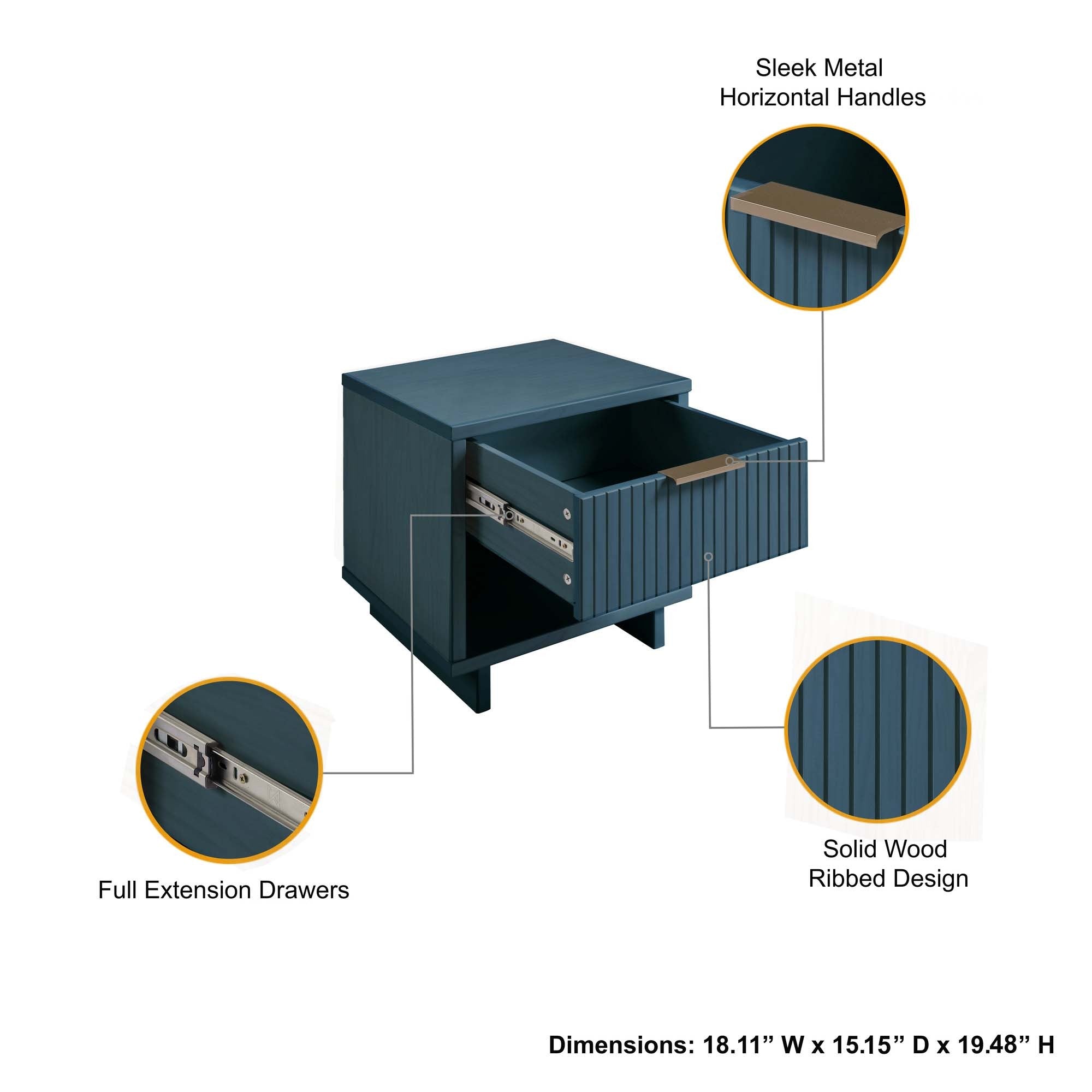 Granville 1.0 Modern Midnight Blue Nightstand