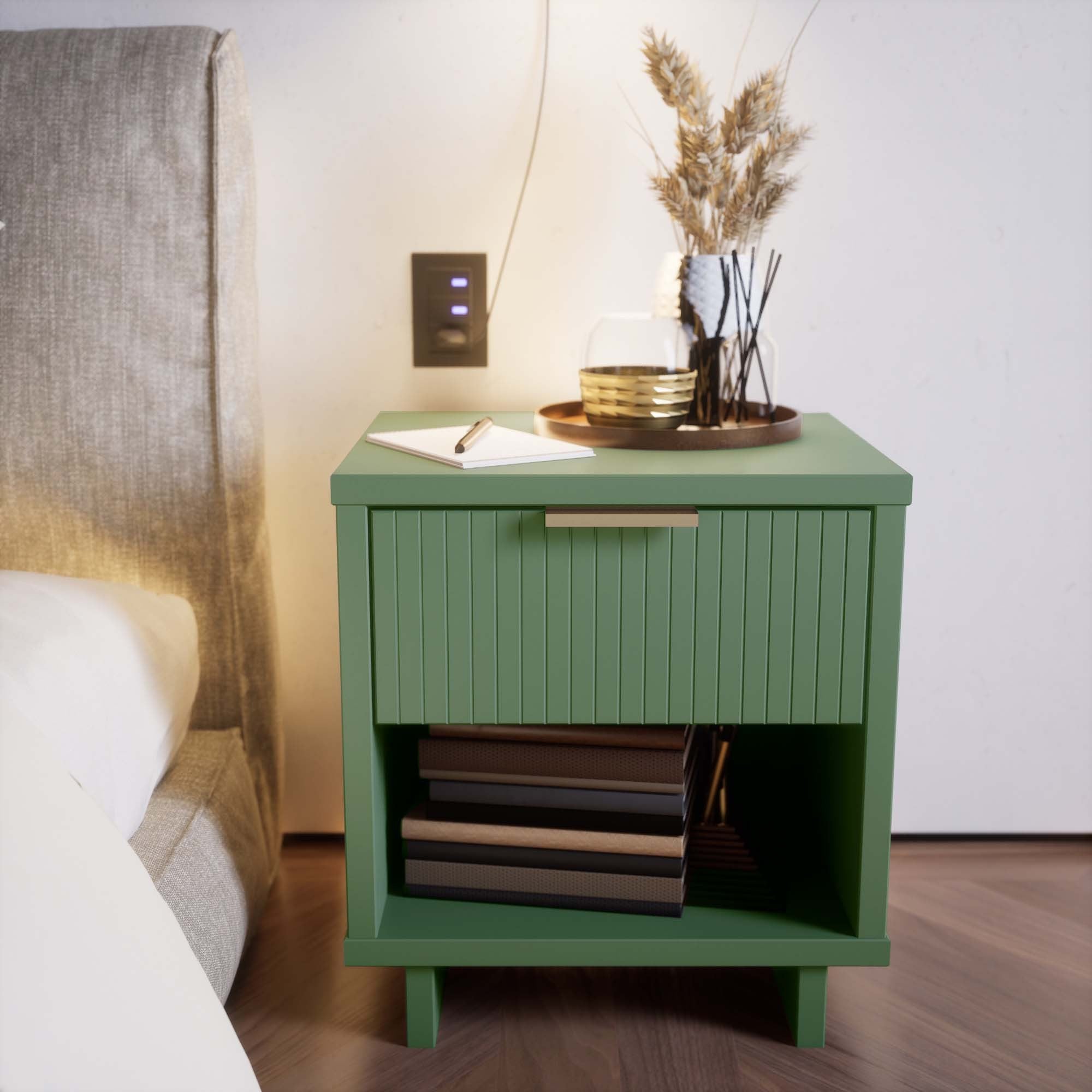 Granville 1.0 Modern Sage Green Nightstand