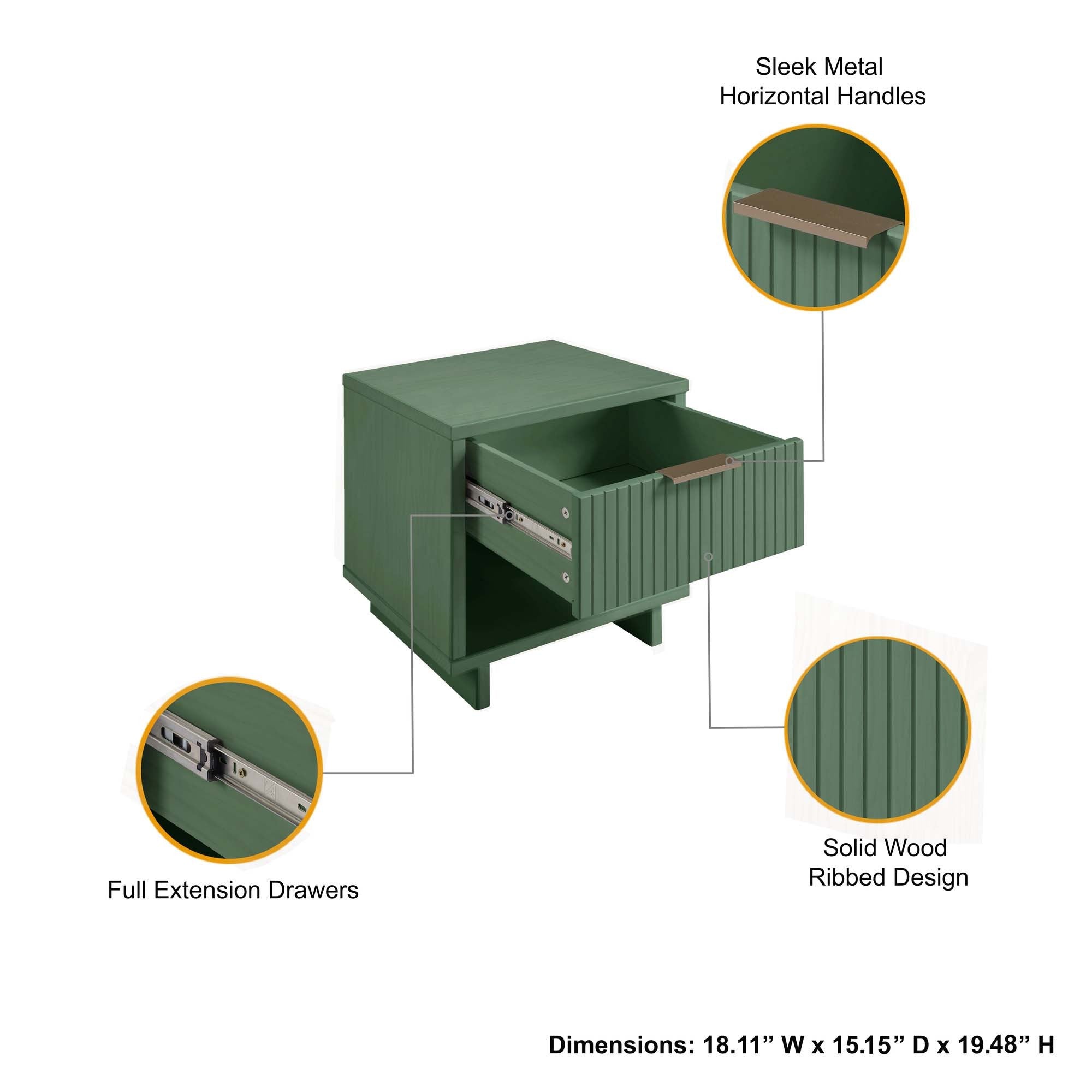 Granville 1.0 Modern Sage Green Nightstand