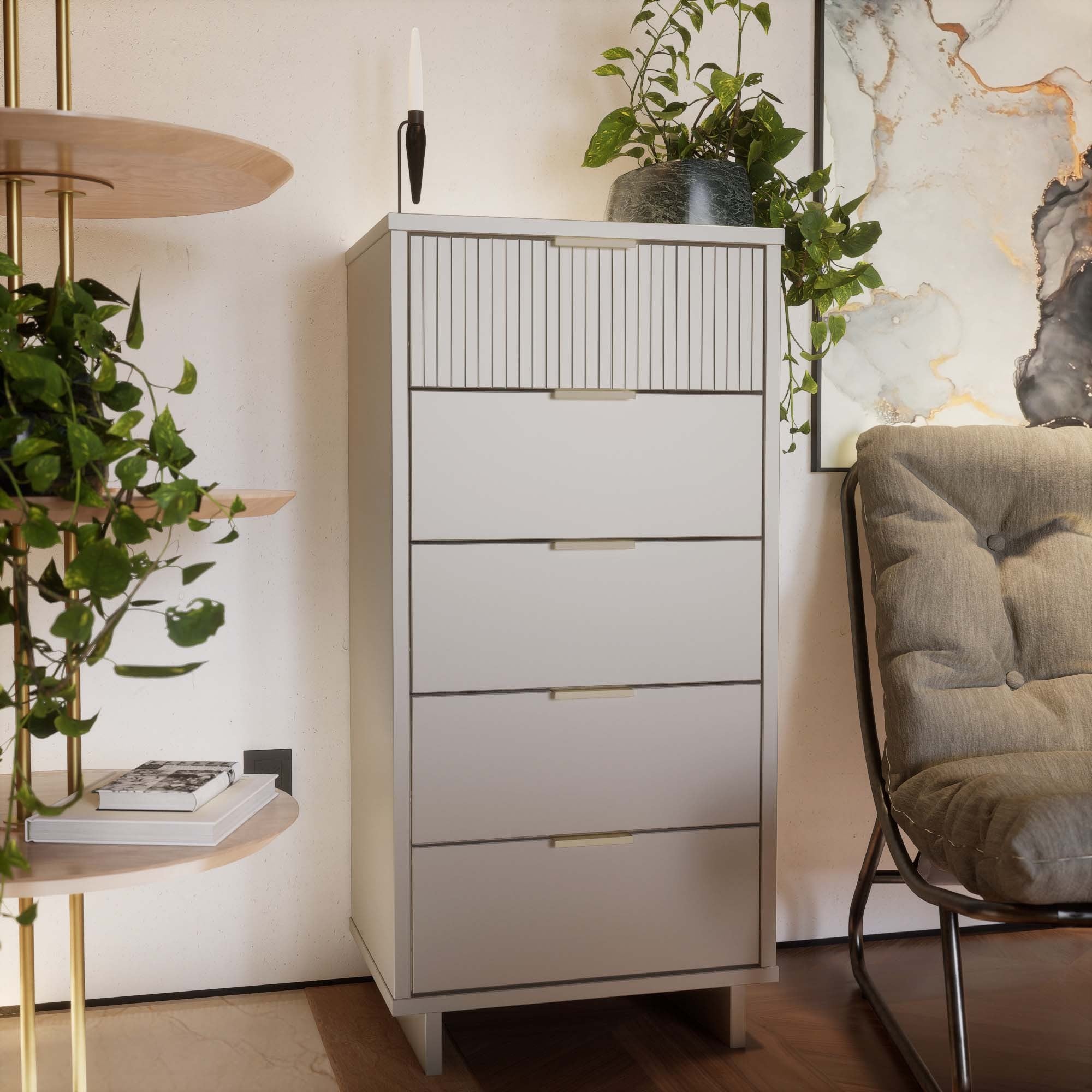 Granville Tall Narrow Light Grey Dresser