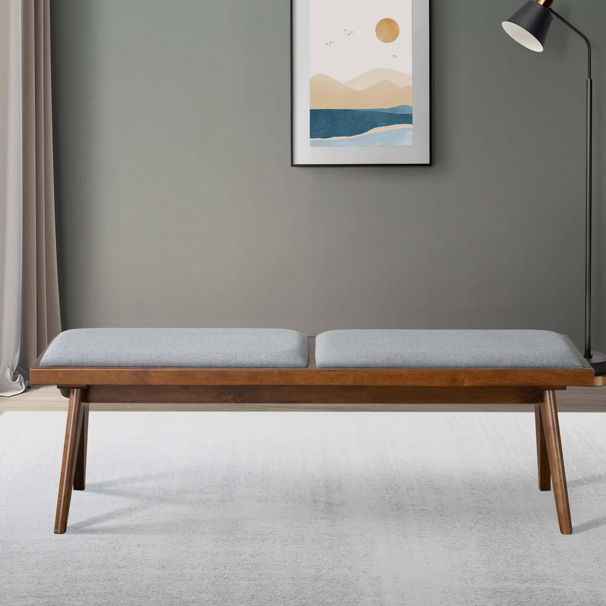 Kaia Grey Fabric Bench