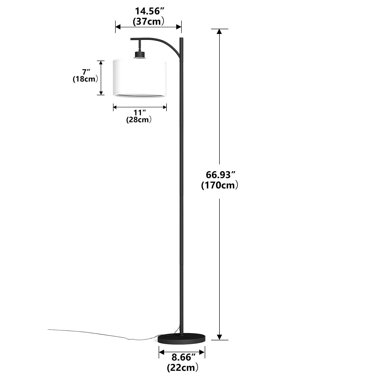 Havalance 63' Metal Arched Floor Lamp With Pedal Switch