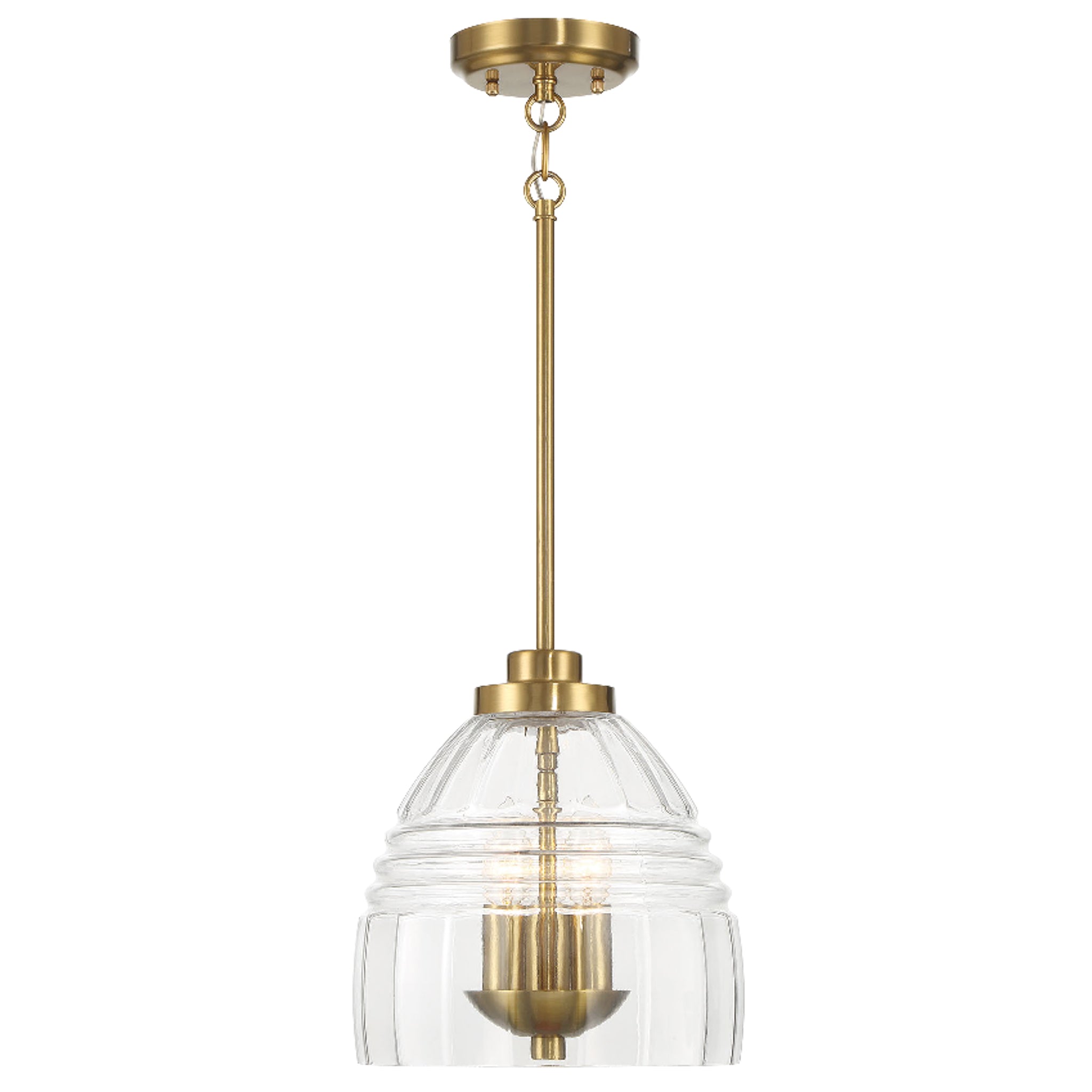 Hilda Three Candle Lights Chain Pendant With Clear Glass - Satin Brass