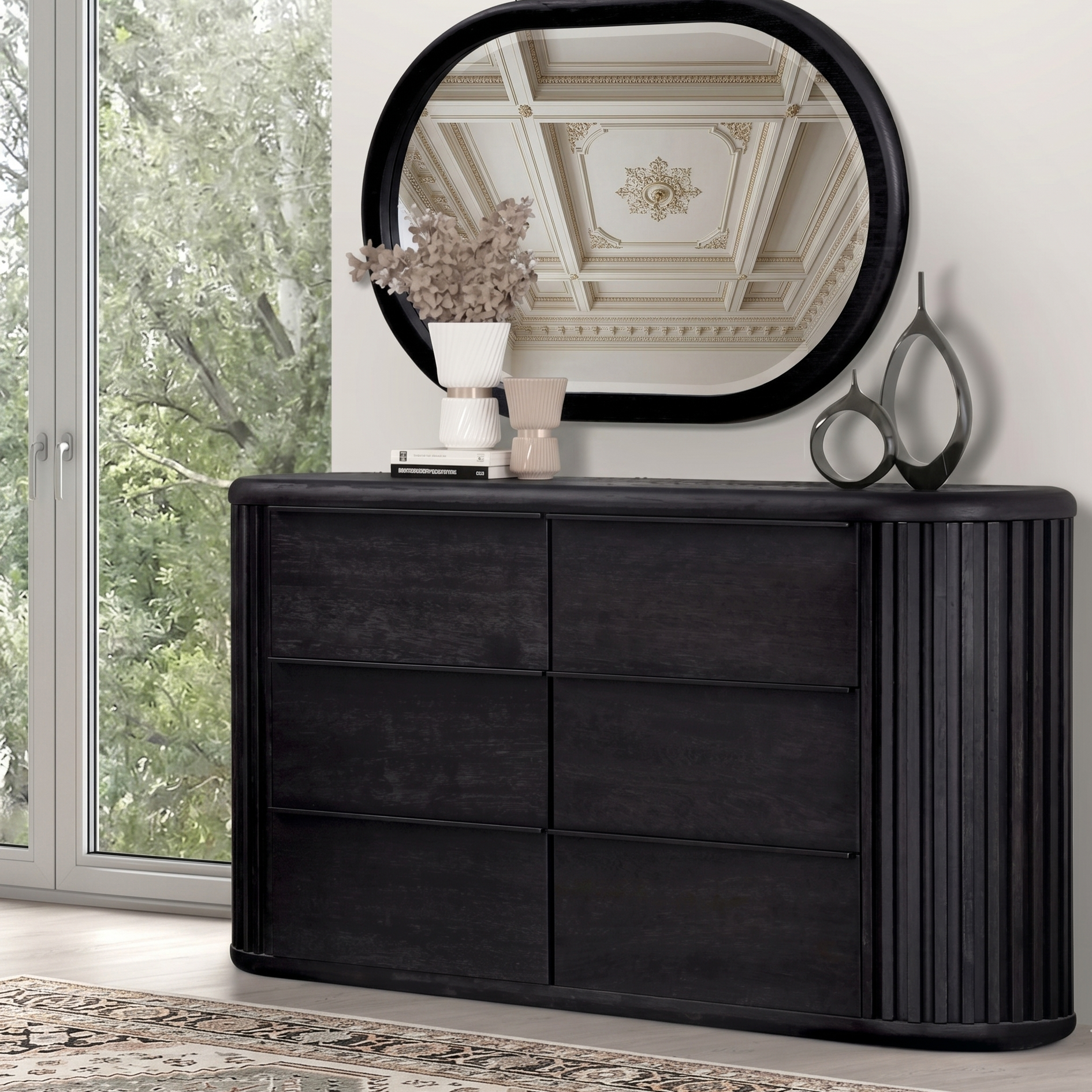 Hildesheim Modern Black Engineered Wood Dresser by Furniture of America