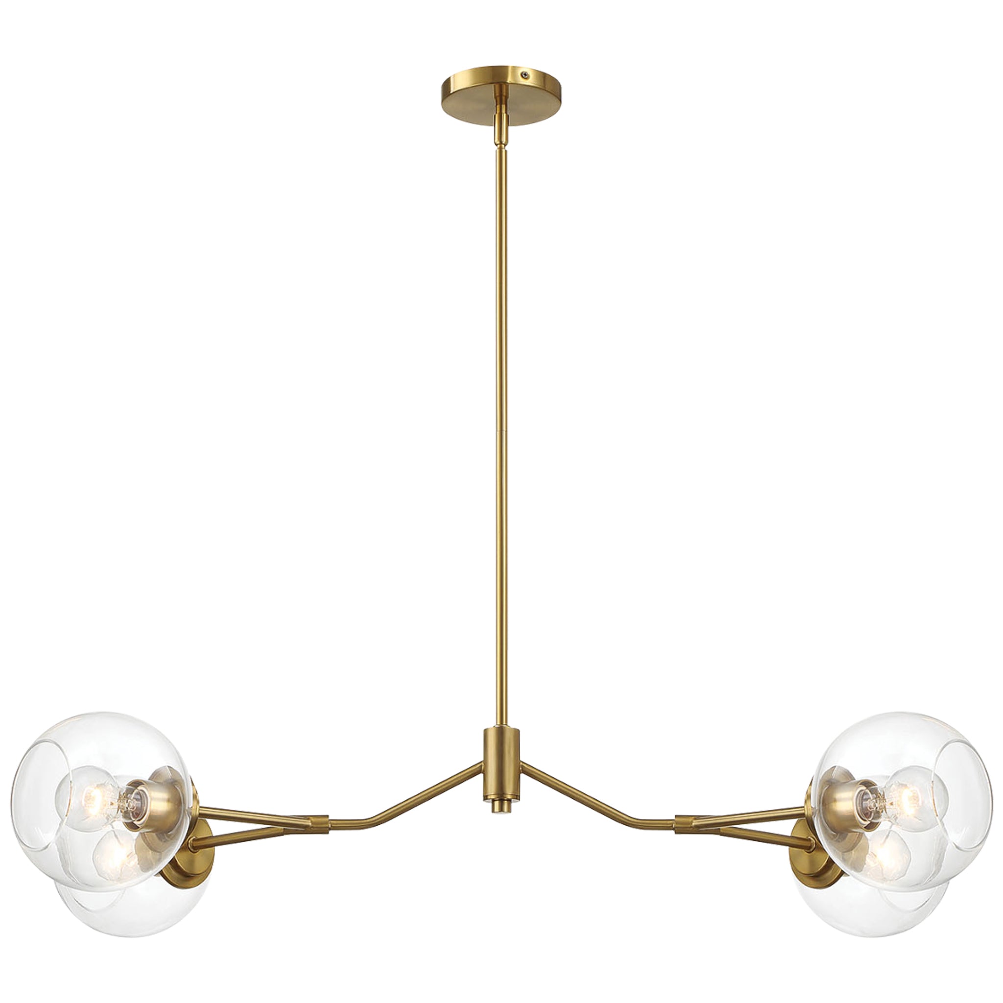 Flicker Four Lights Modern Farmhouse Chandelier Ceiling Hanging Light Fixture For Kitchen Island Dining Room 36"L × 20"W × 7.25"H with Clear Glass
