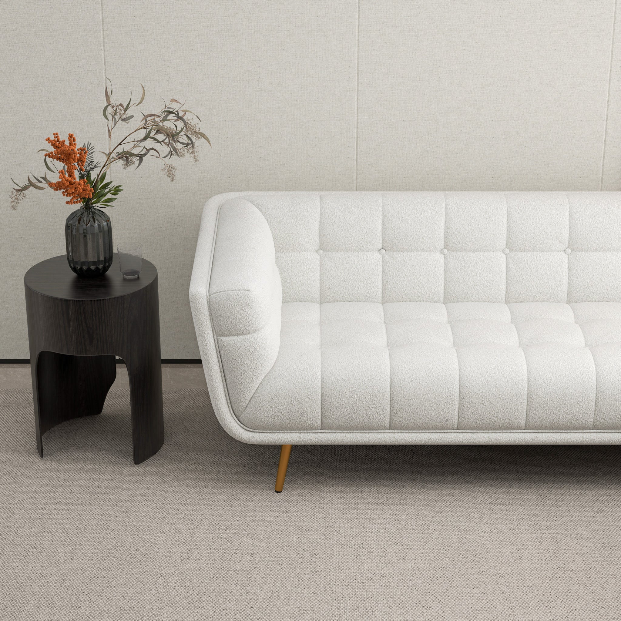 Kano L Shape Sectional Cream Boucle Sofa Right Facing Chaise