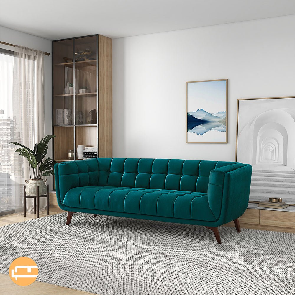 Kano Teal Velvet Sofa