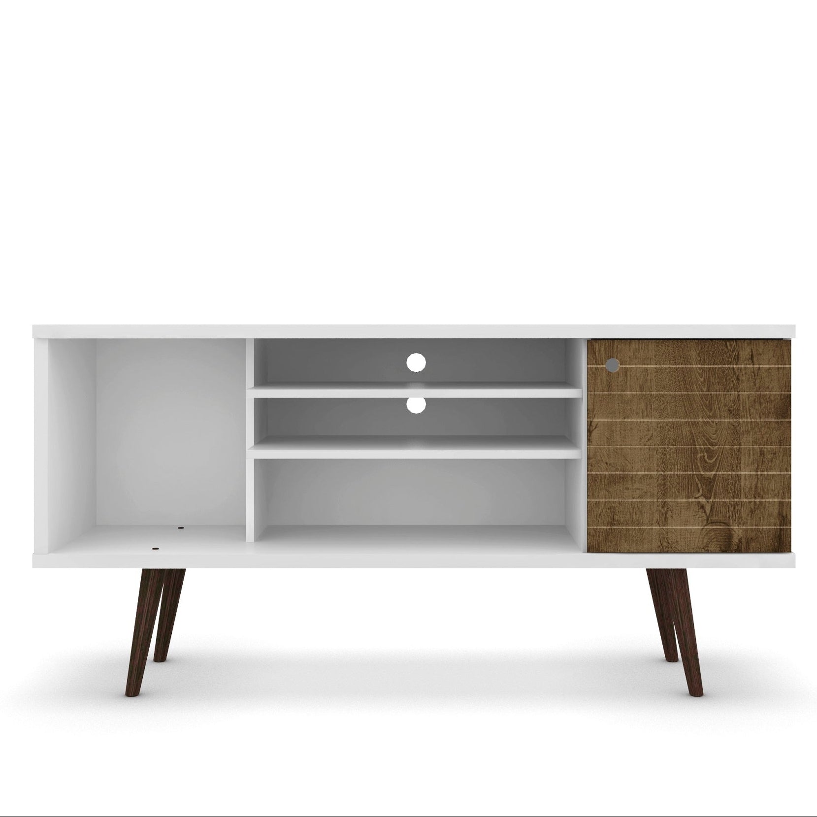 Liberty 53" Mid-Century Modern White and Rustic Brown TV Stand