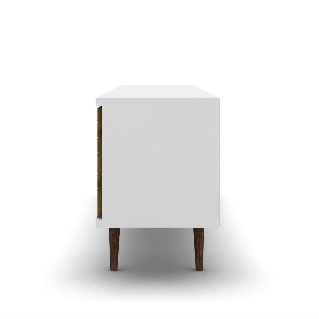 Liberty 63" Mid-Century Modern TV Stand - White & Rustic Brown
