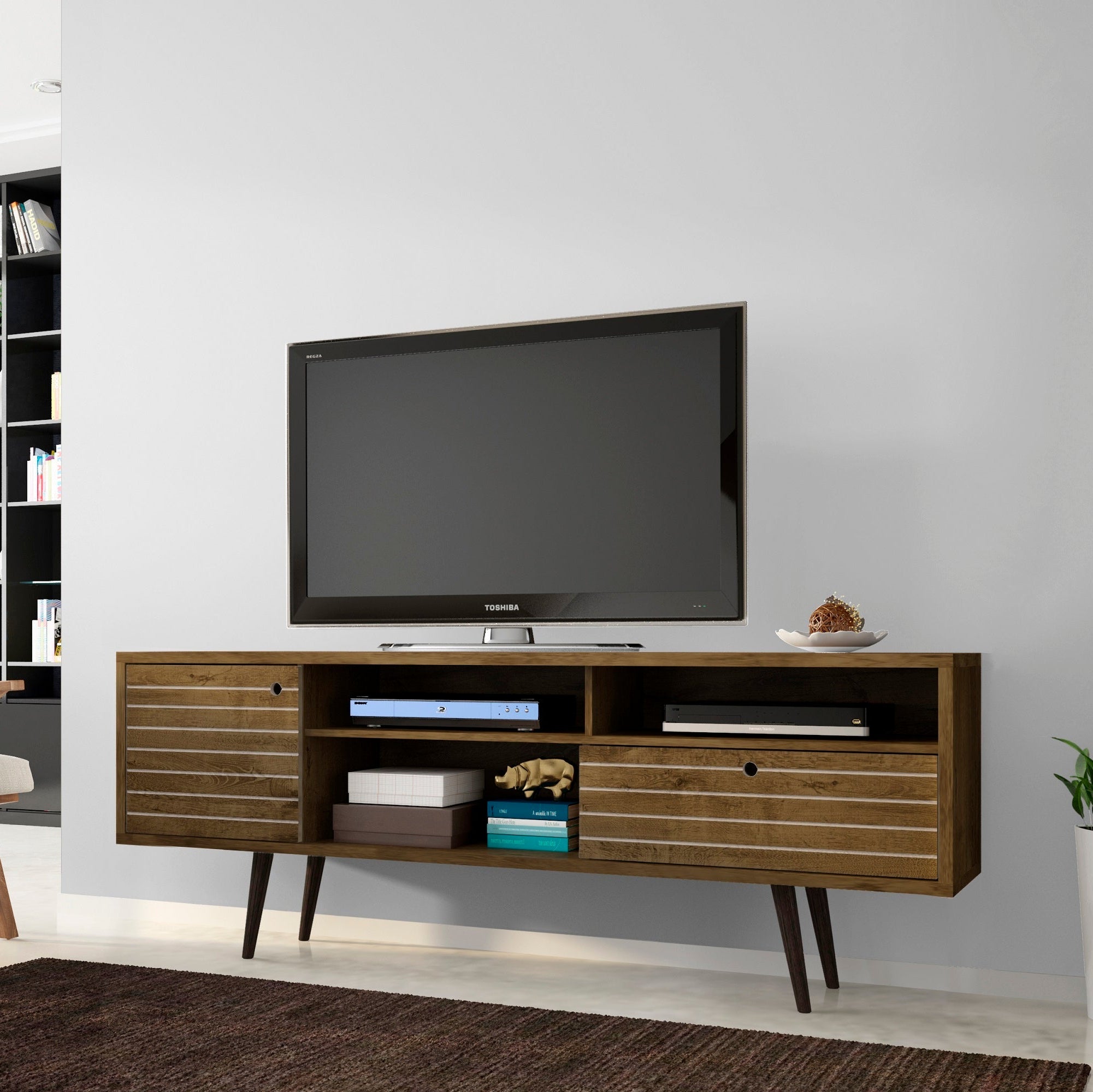 Liberty 70.86" Mid-Century Rustic Brown Modern TV Stand