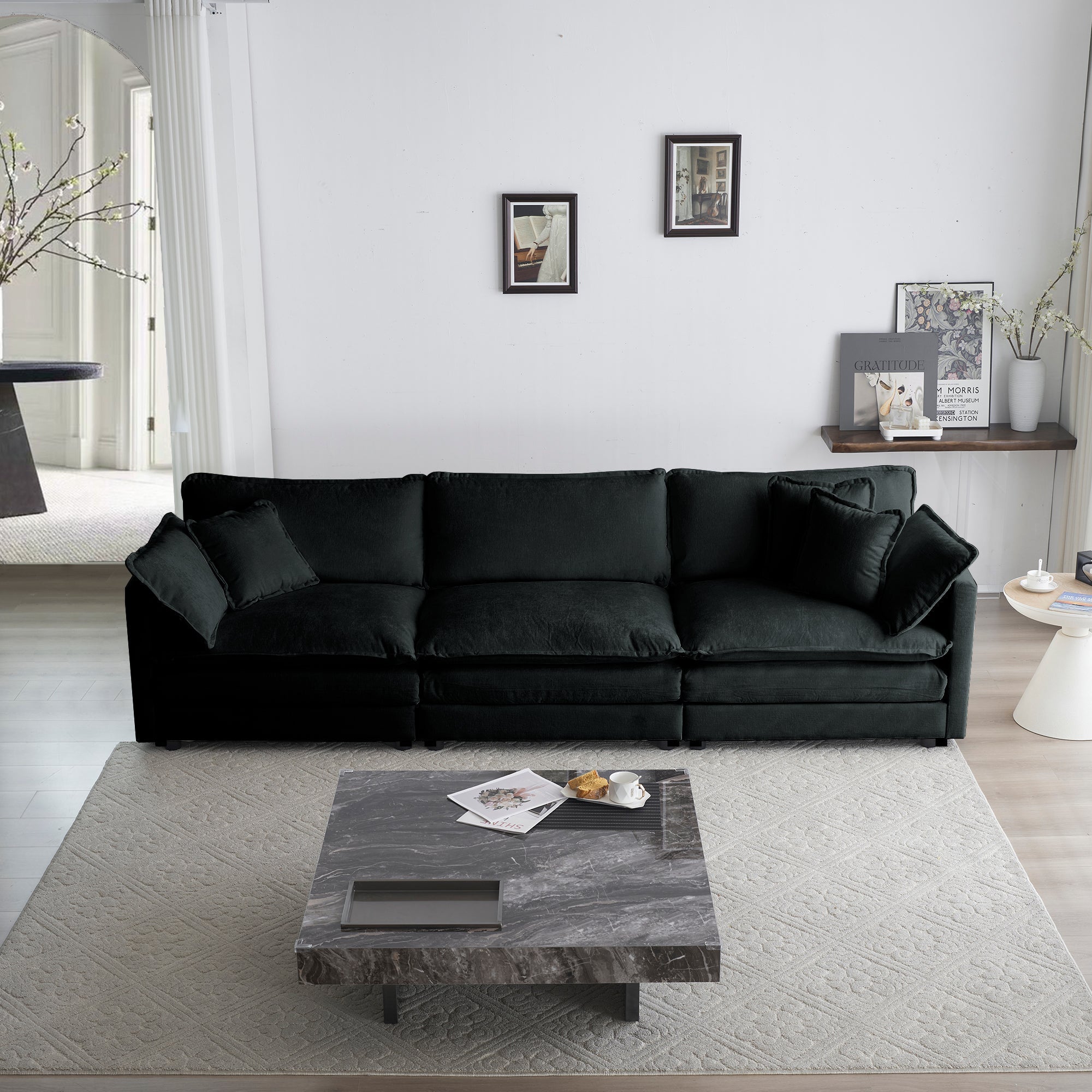 Liberty Mid-Century Modern Chenille Couch 3-Seater Sofa