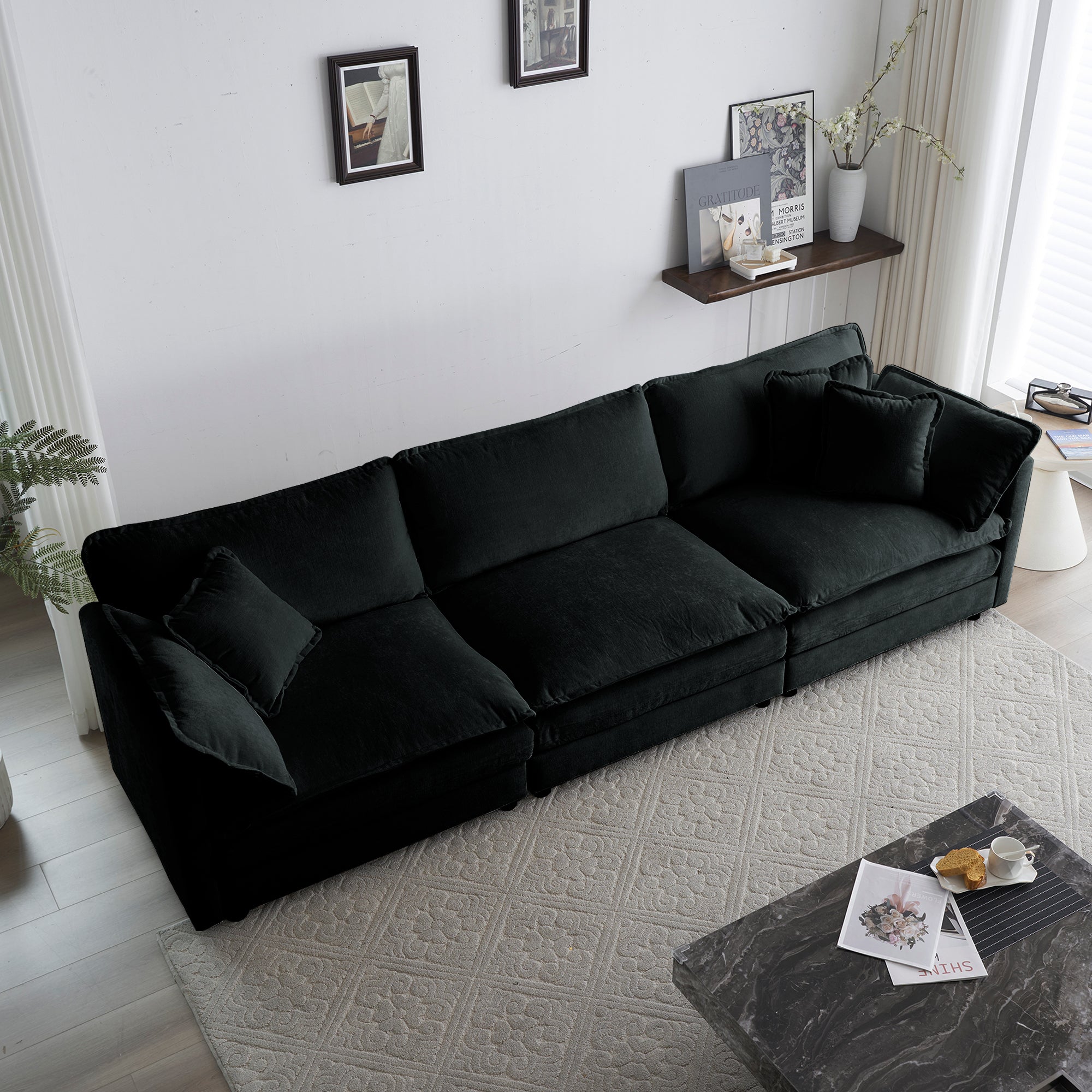 Liberty Mid-Century Modern Chenille Couch 3-Seater Sofa