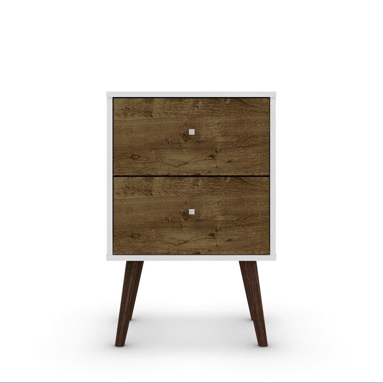 Liberty 2.0 Mid-Century Modern White & Rustic Brown Nightstand