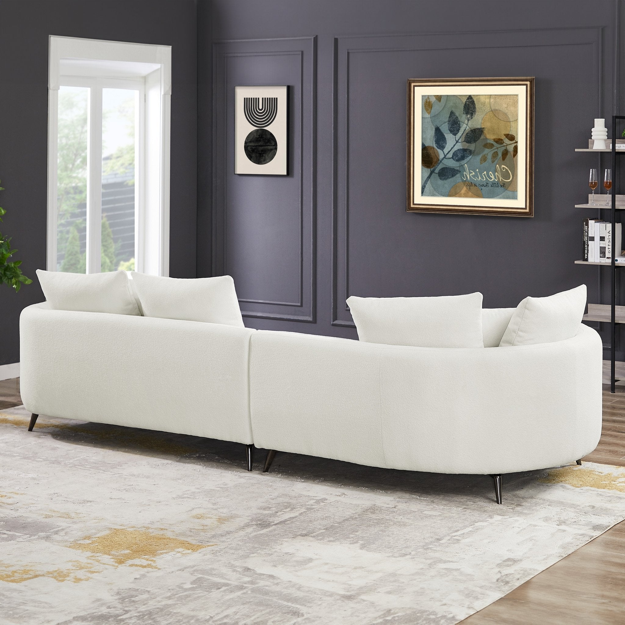 Lusia Ivory Boucle Sectional Sofa Left