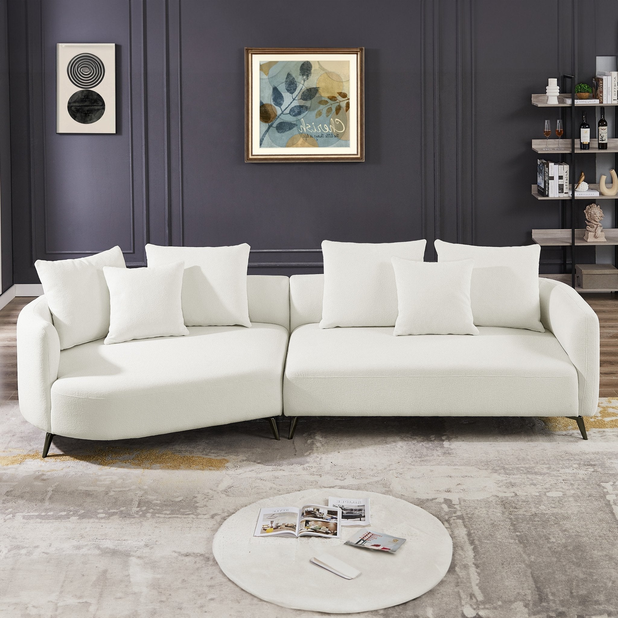 Lusia Ivory Boucle Sectional Sofa Left