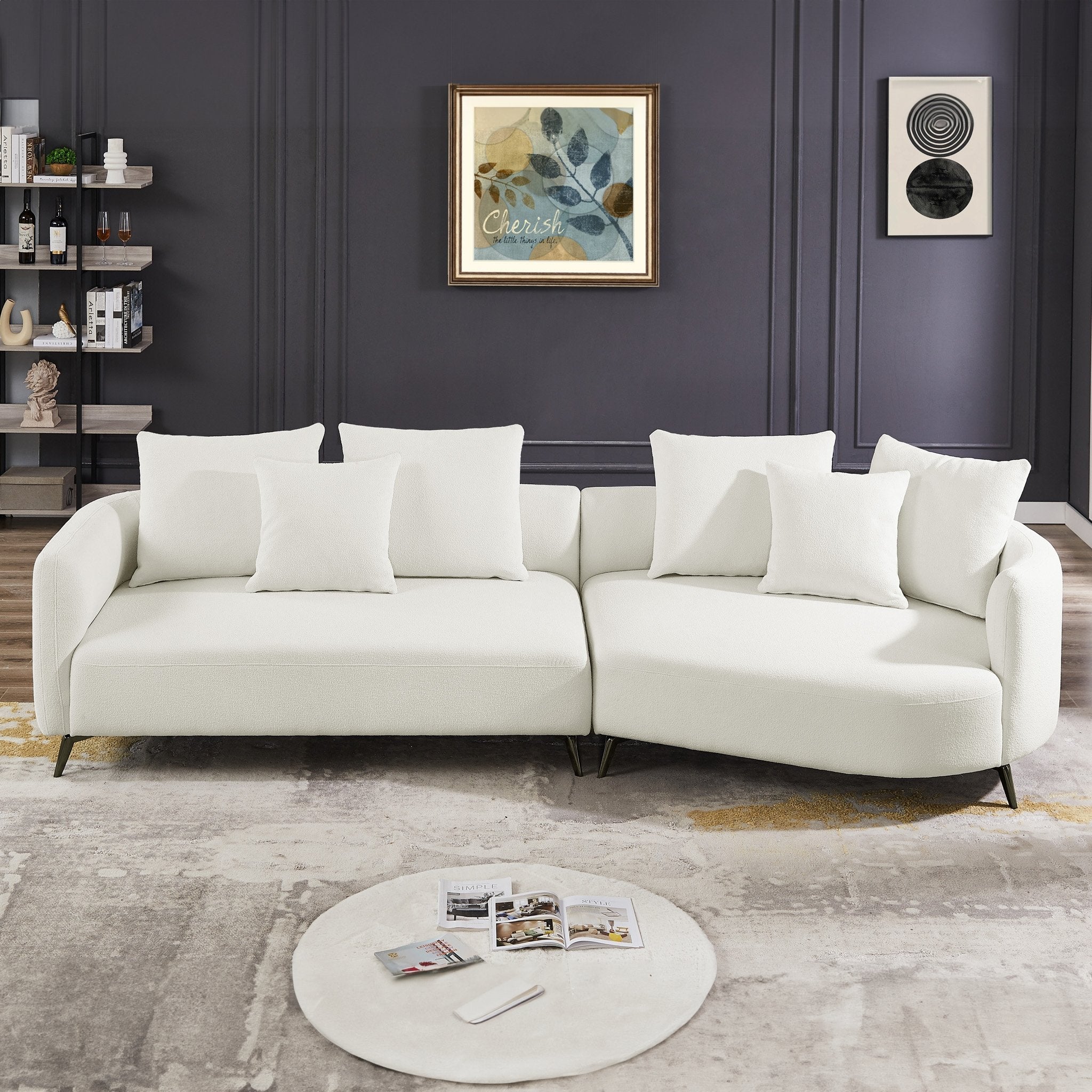 Lusia Ivory Boucle Sectional Sofa Right