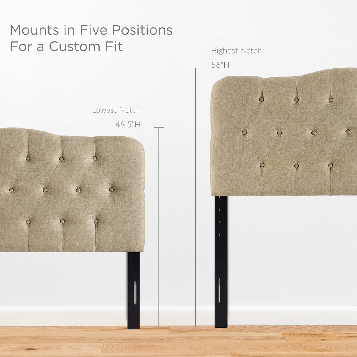 Annabel Diamond Tufted Upholstered Fabric Headboard