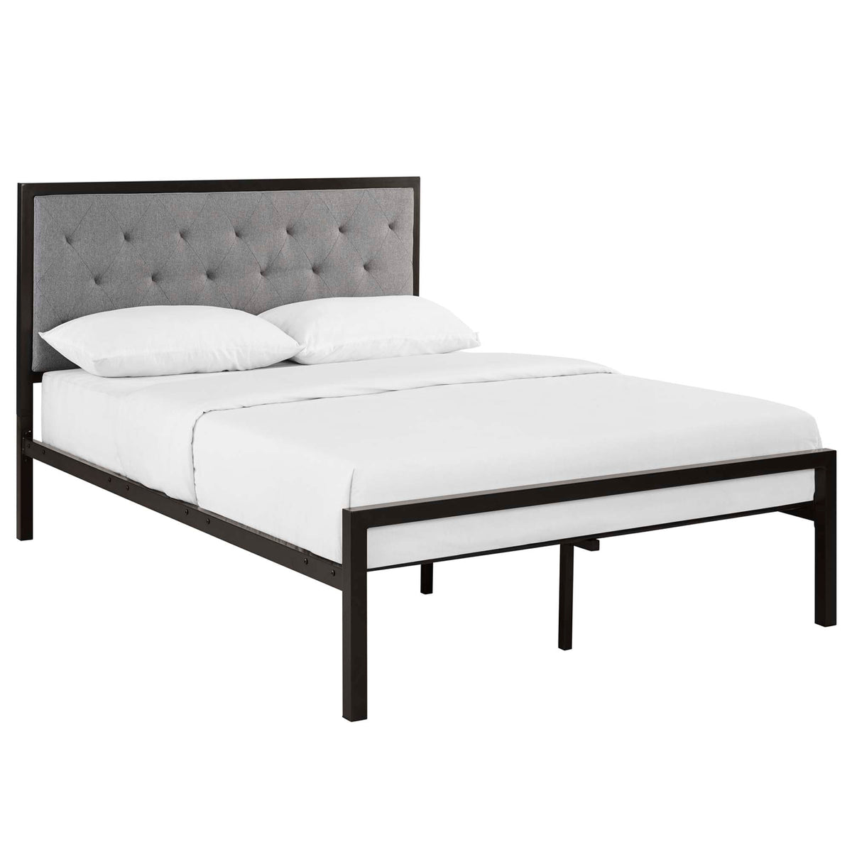 Mia Fabric Bed, Full, Brown Gray - view 1