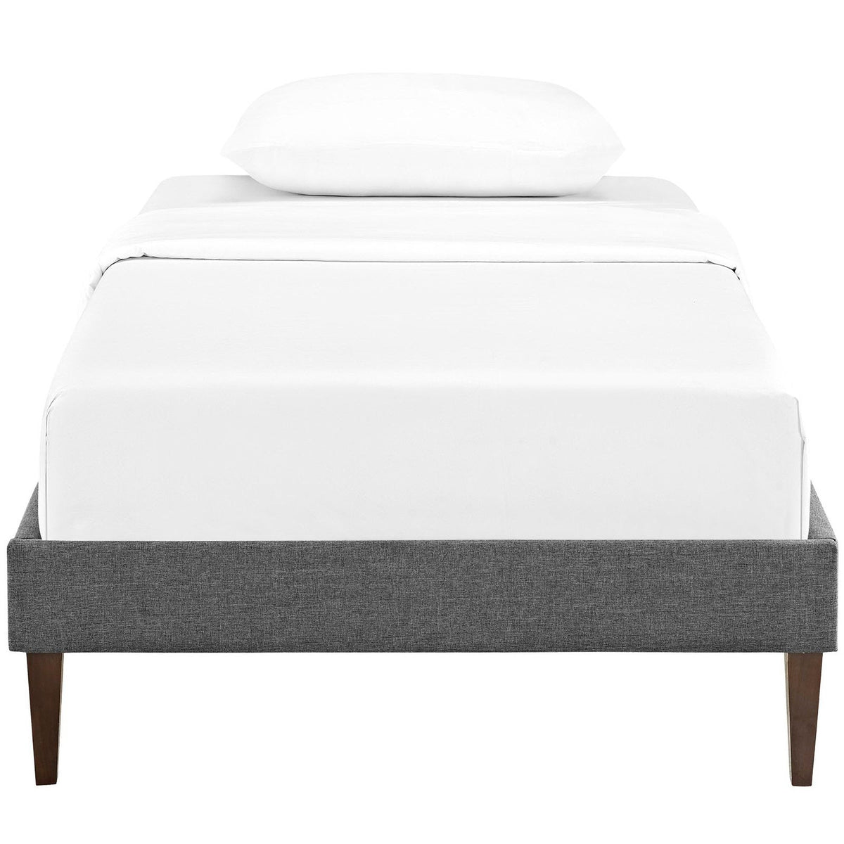 Sharon Fabric Bed Frame with Squared Tapered Legs, Twin, Gray - view 4