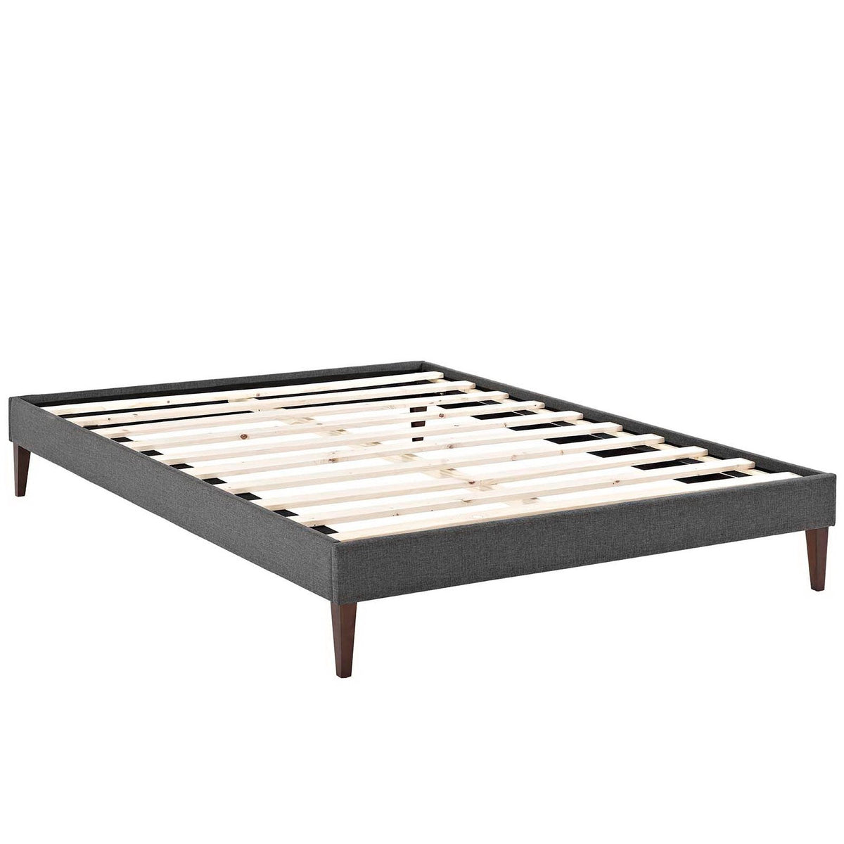Sharon Fabric Bed Frame with Squared Tapered Legs, Full, Gray - view 2