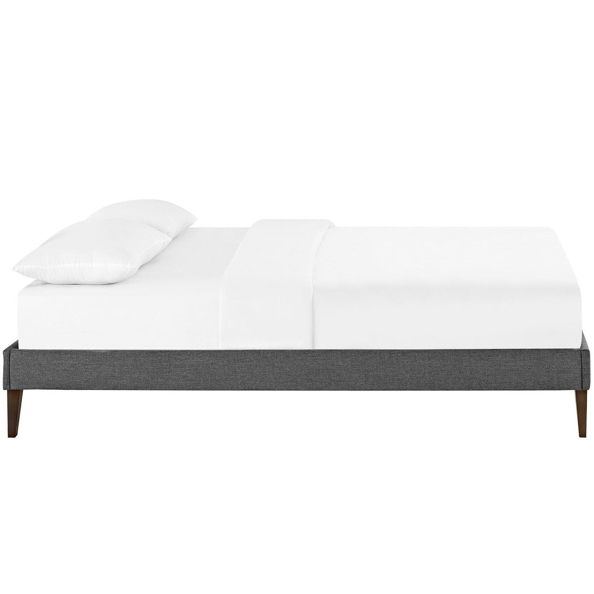Sharon Fabric Bed Frame with Squared Tapered Legs, Full, Gray - view 3
