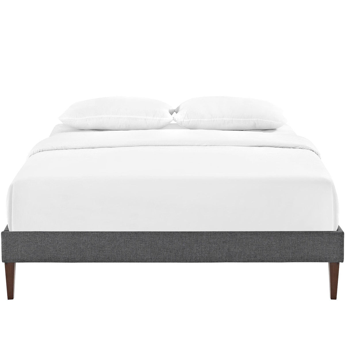 Sharon Fabric Bed Frame with Squared Tapered Legs, Full, Gray - view 4