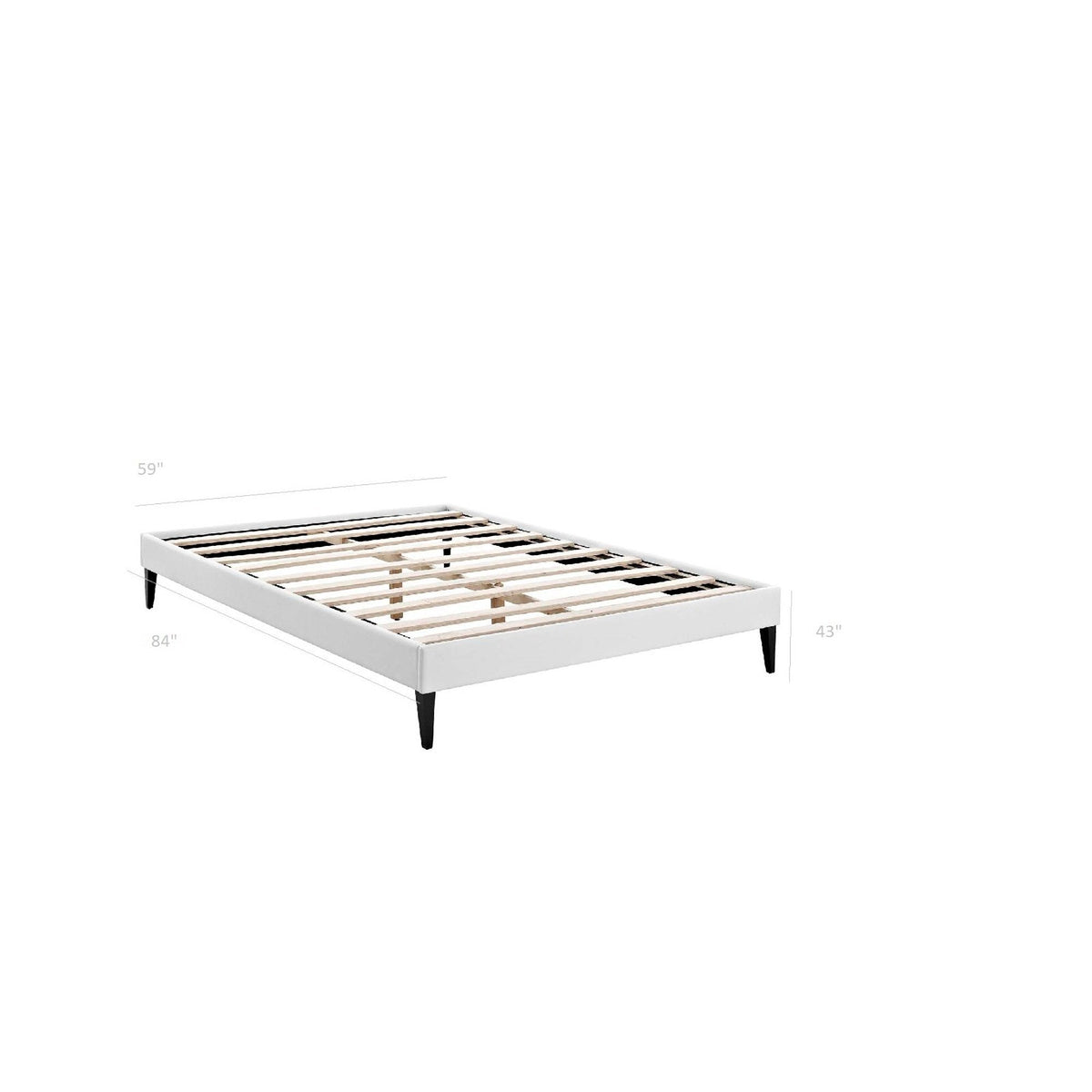 Sharon Fabric Bed Frame with Squared Tapered Legs, Queen, White - view 2