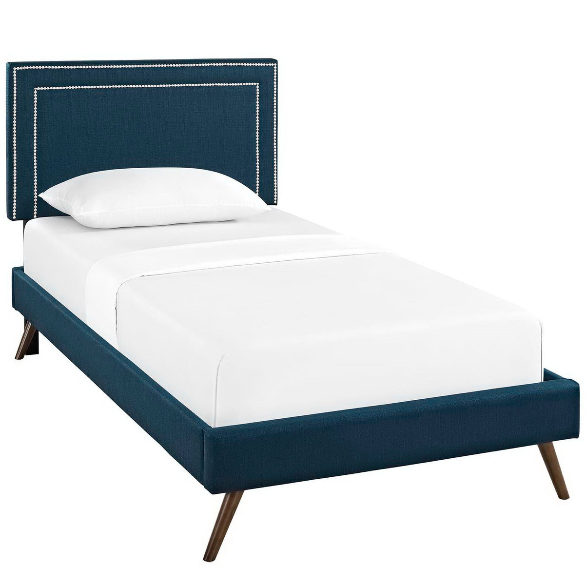 Jessamine Fabric Platform Bed with Round Splayed Legs