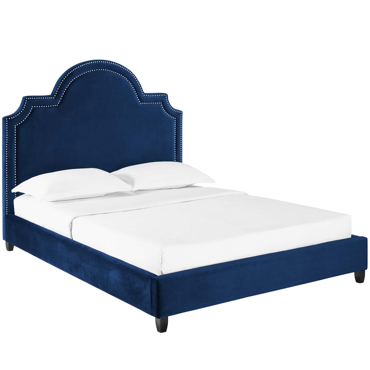 Primrose Performance Velvet Platform Bed, Queen, Navy - view 1