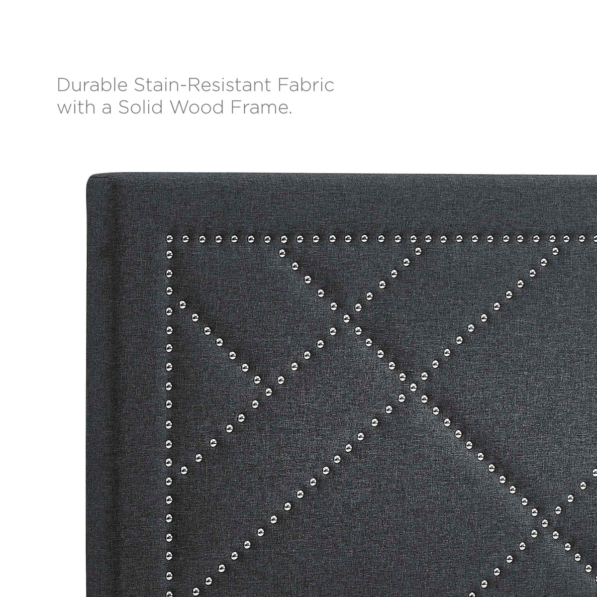 Reese Nailhead Upholstered Linen Fabric Headboard