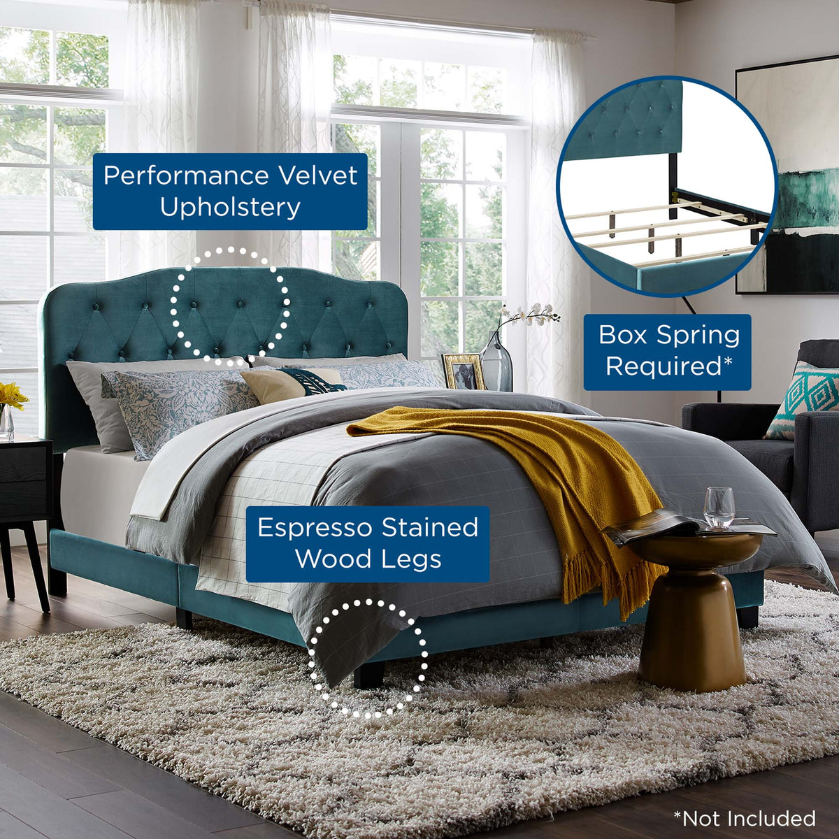 Amelia Performance Velvet Bed - view 23