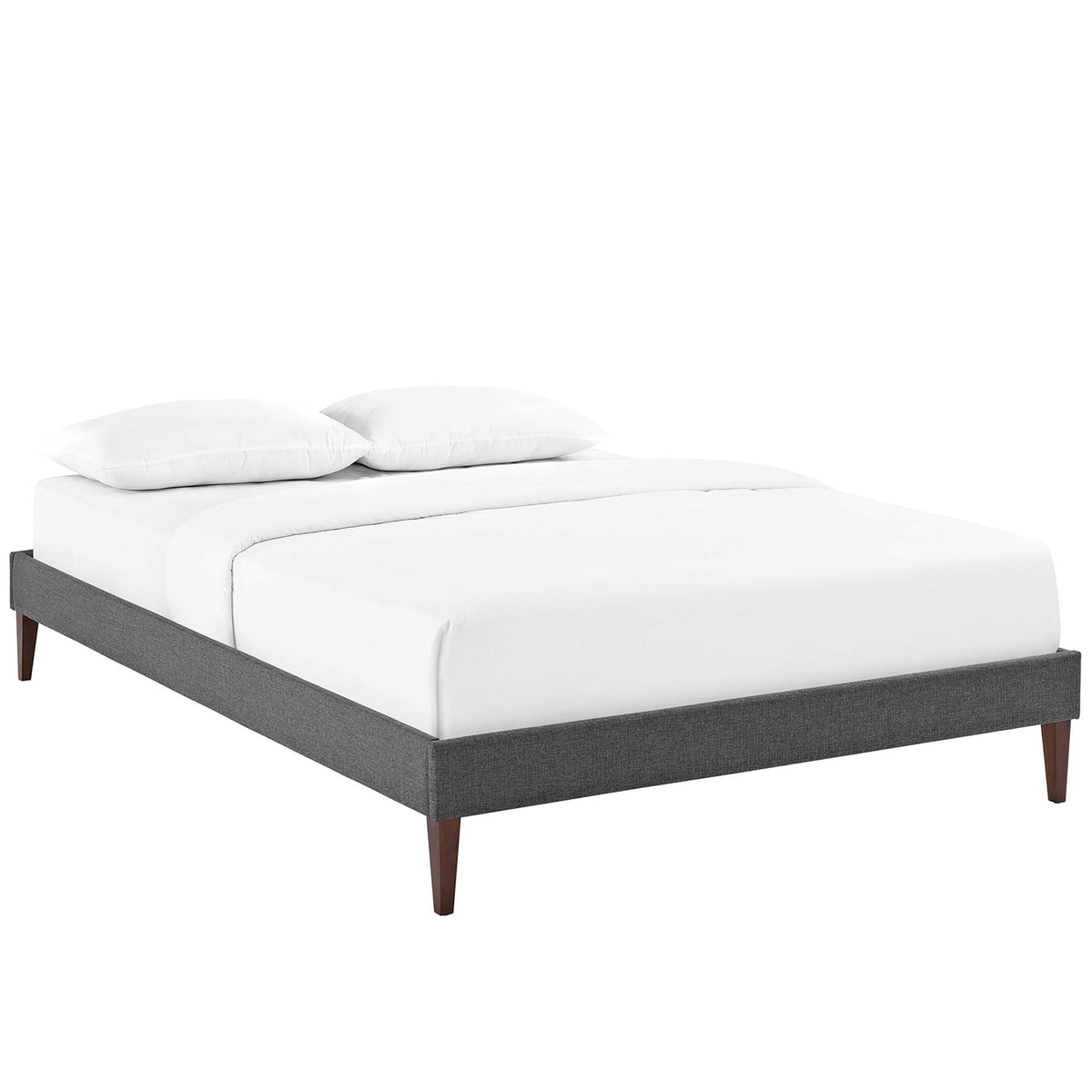 Tessie Fabric Bed Frame with Squared Tapered Legs, Full, Gray - view 1